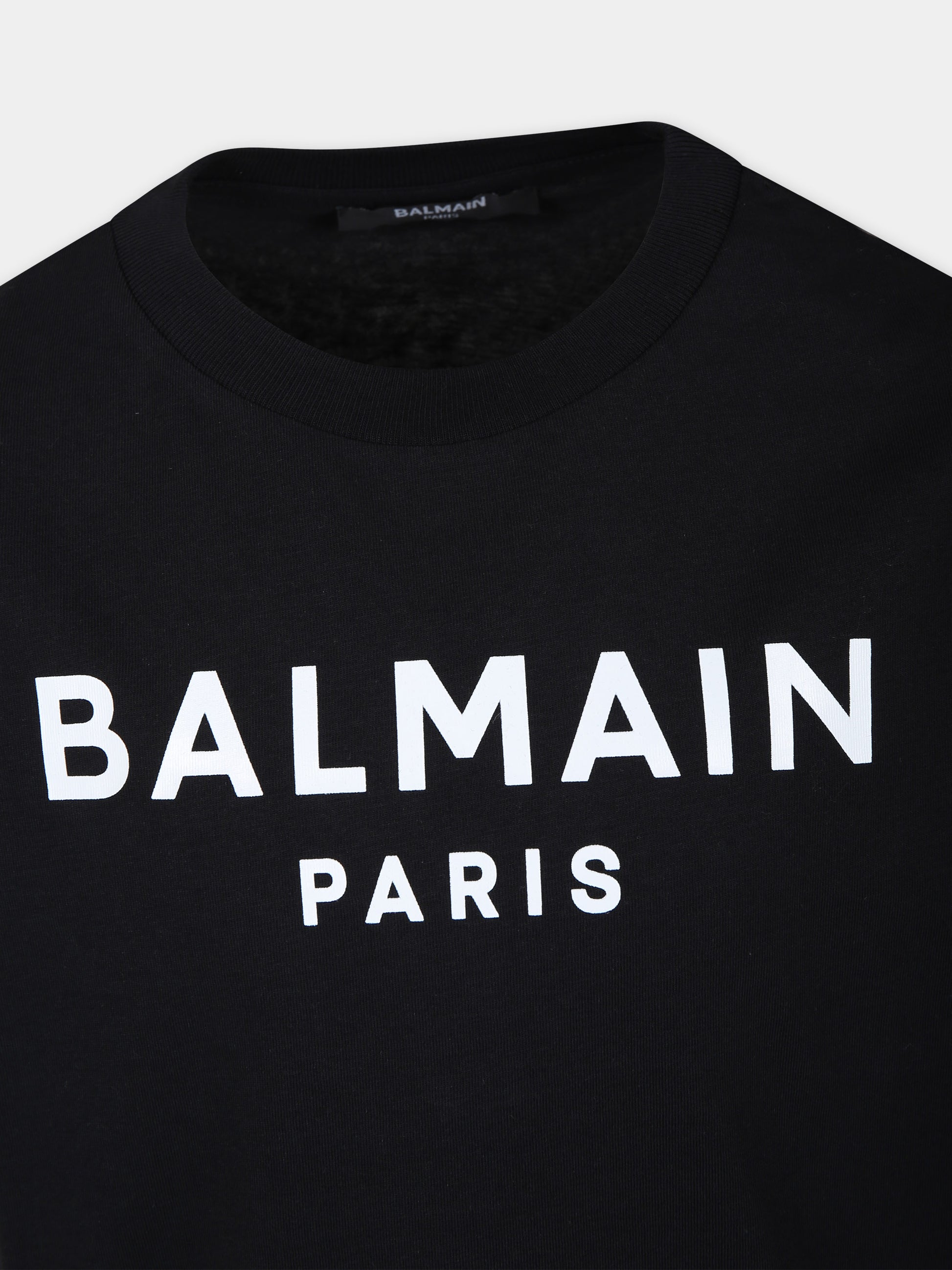Black t-shirt for kids with logo,Balmain Kids,BU8P01 Z1751 930BC