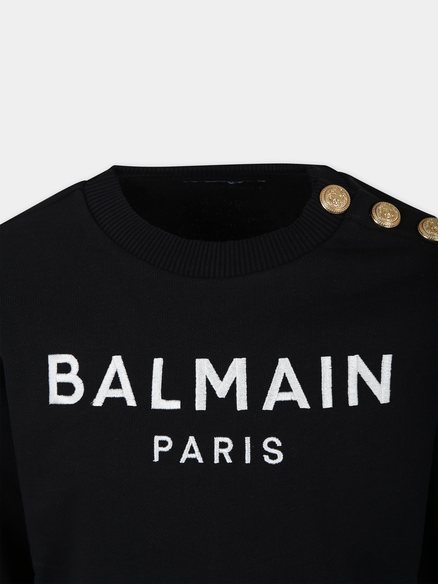 Felpa nera per bambina con logo,Balmain Kids,BU4A10 Z1753 930BC