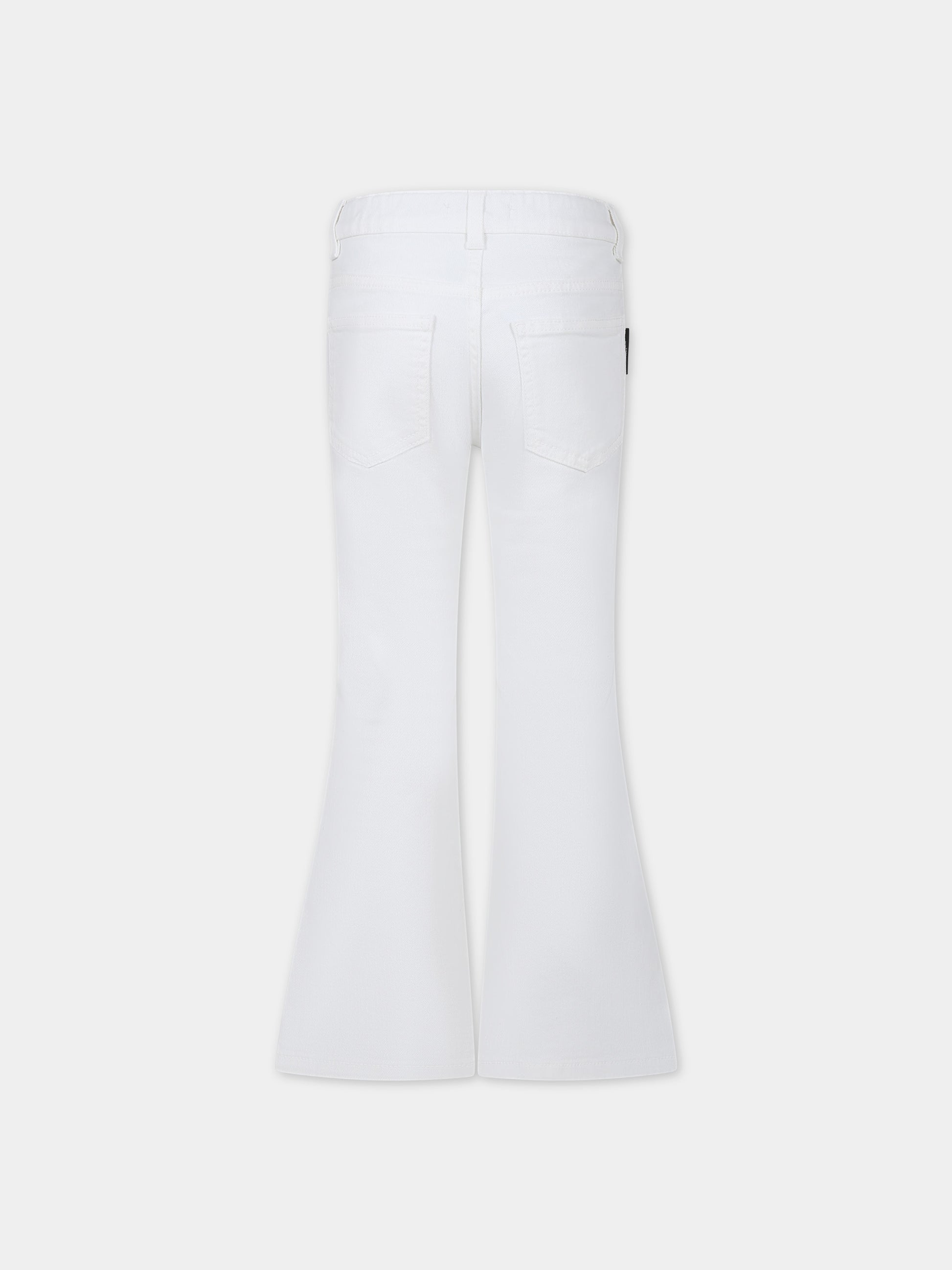 Jeans bianco per bambina con bottoni oro,Balmain Kids,BU6A00 D0039 100OR