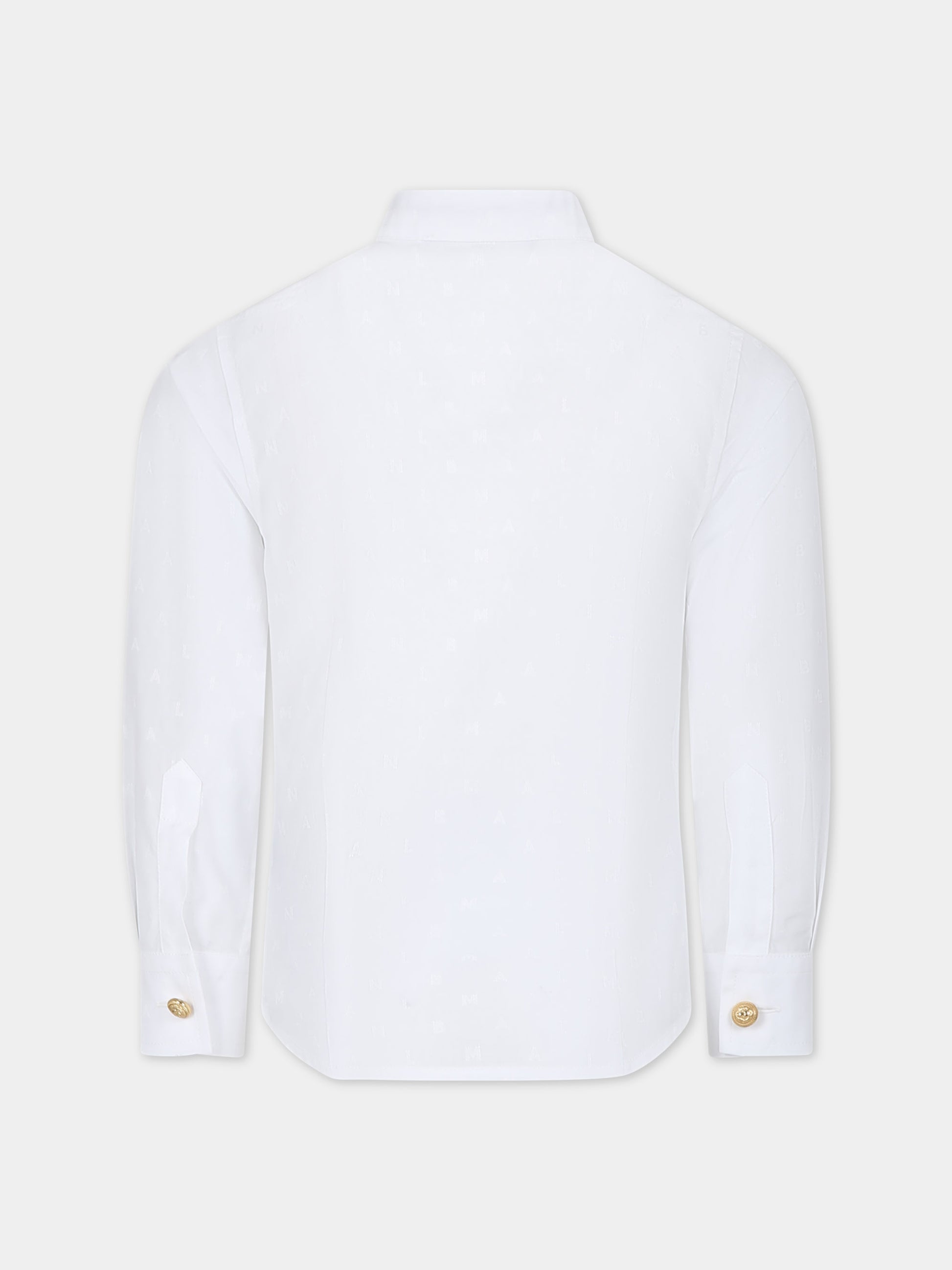 Camicia bianca per bambino con logo,Balmain Kids,BU5P10 P0366 100