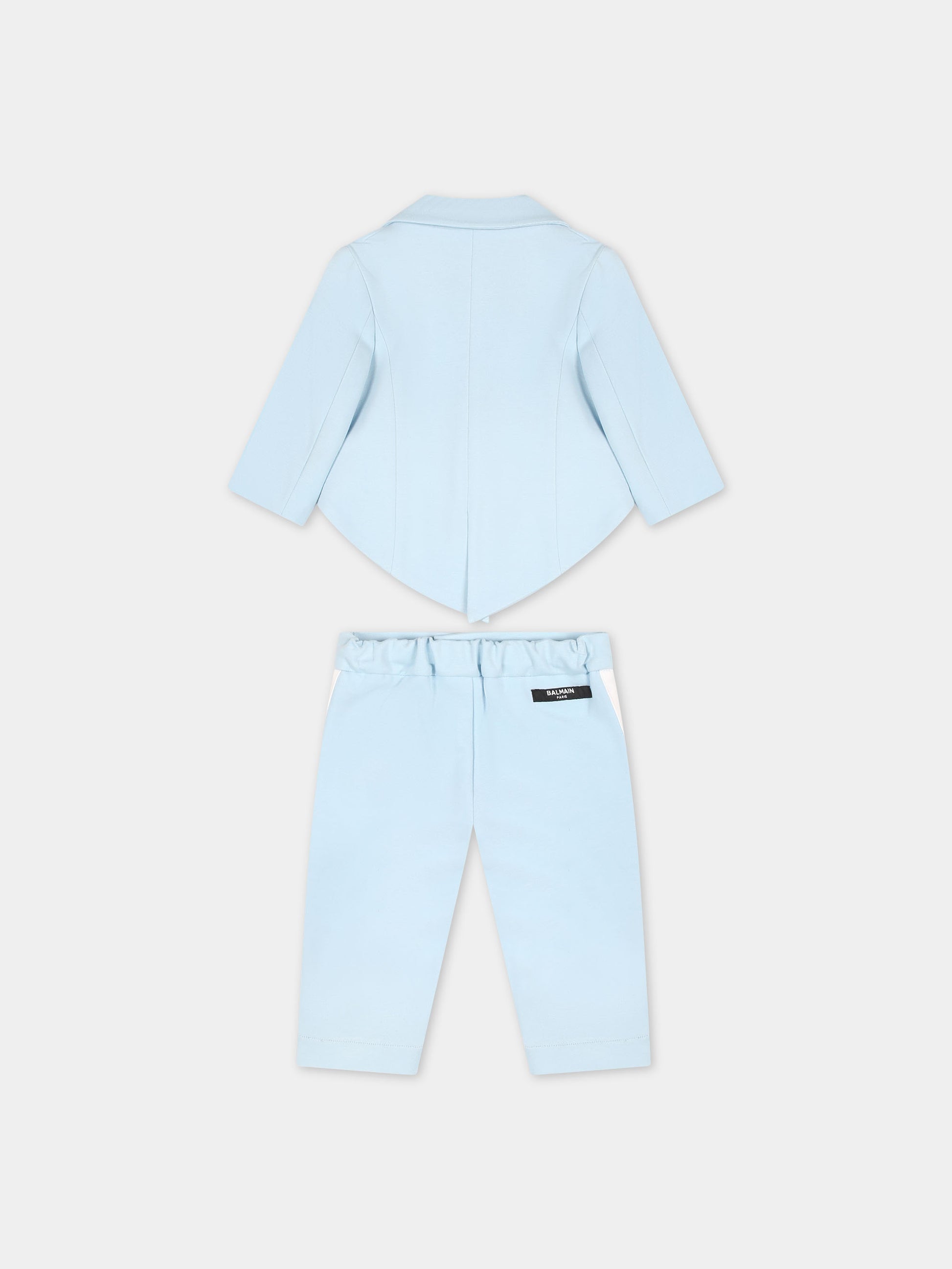 Completo elegante celeste per neonato con logo,Balmain Kids,BU3600 J0371 684AG