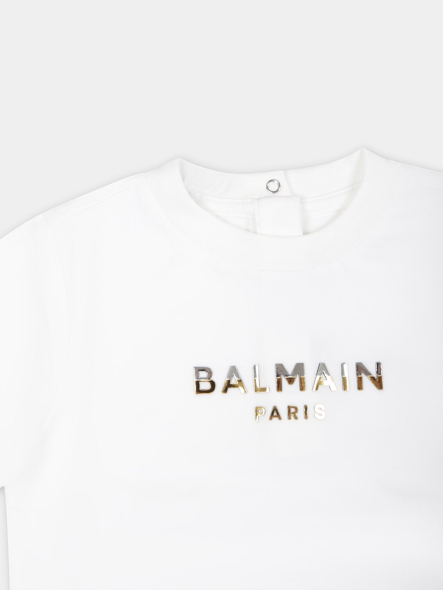 T-shirt bianca per neonati con logo,Balmain Kids,BU8001 Z1884 100