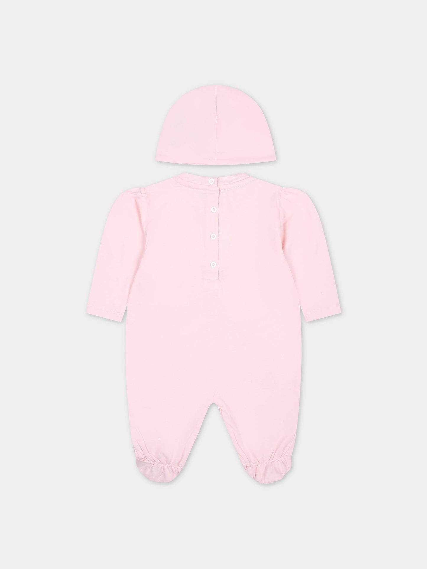 Tutina rosa per neonata con logo,Balmain Kids,BUB00A Z1751 540