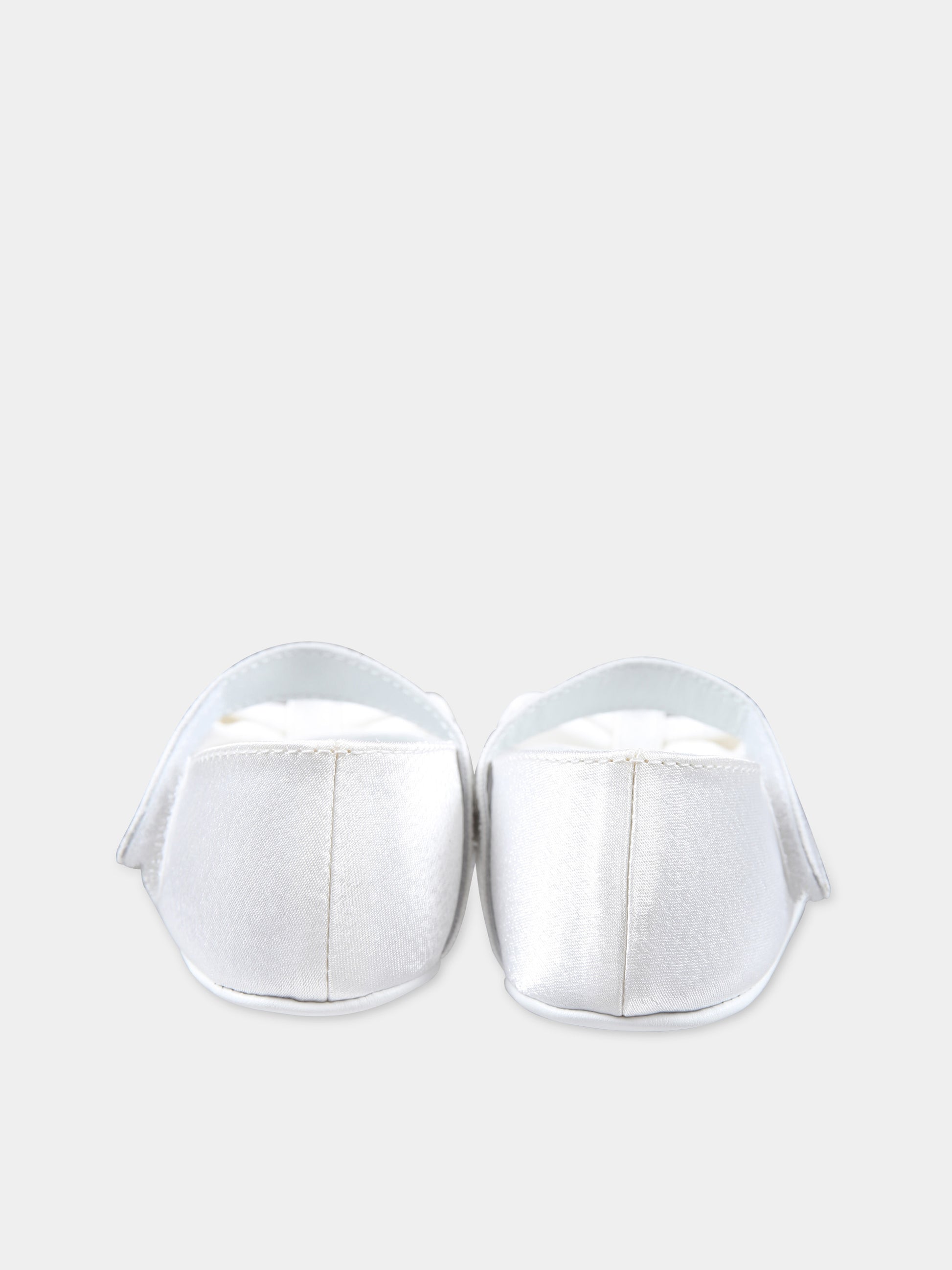 Scarpe bianche per neonata con logo e fiocco,Balmain Kids,BU0596 Z1946 101