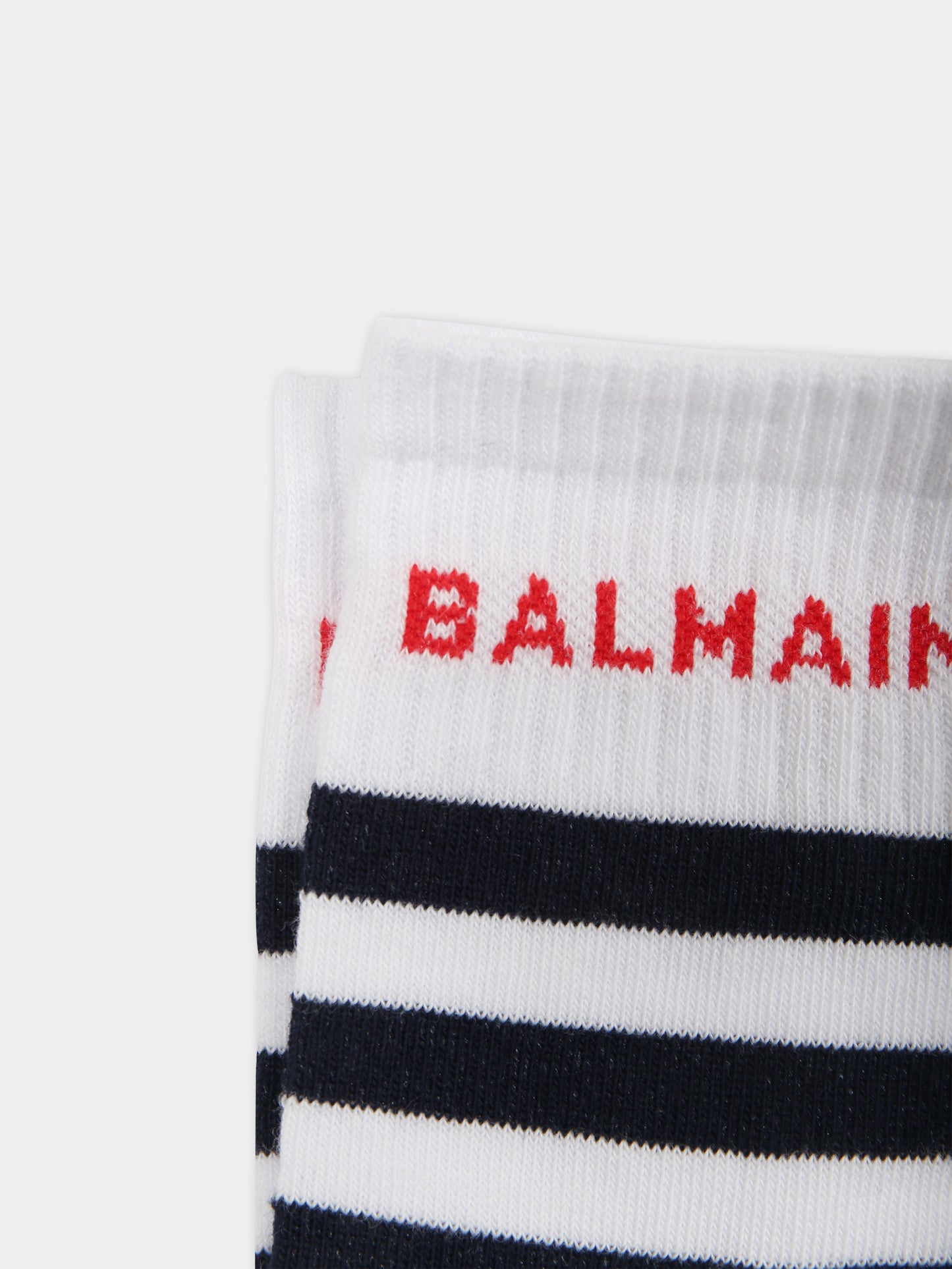 Calze multicolor per bambini con strisce e logo,Balmain Kids,BU0P10 Z0553 100BL