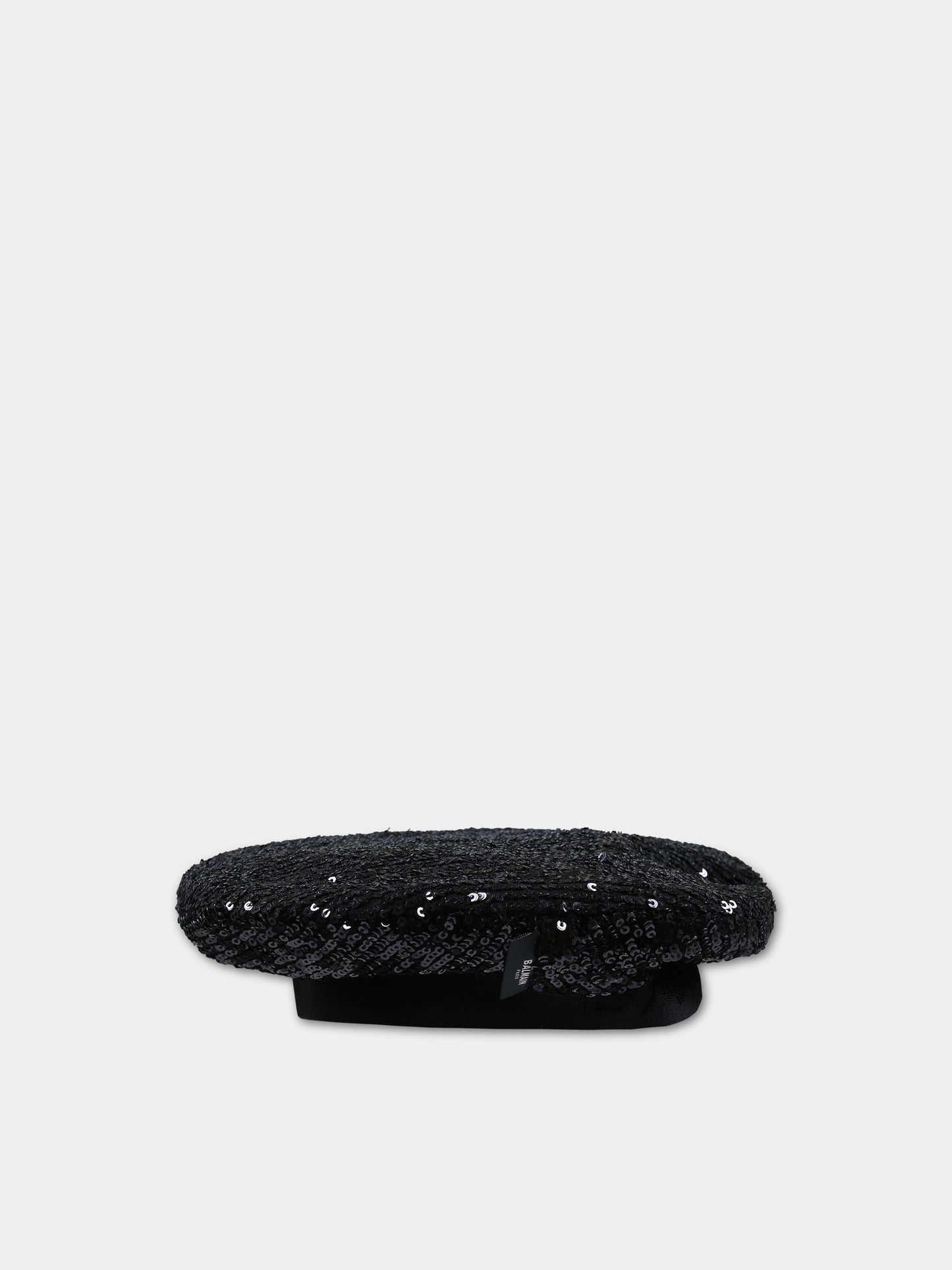 Basco nero per bambina con paillettes,Balmain Kids,BU0A47 U0124 930