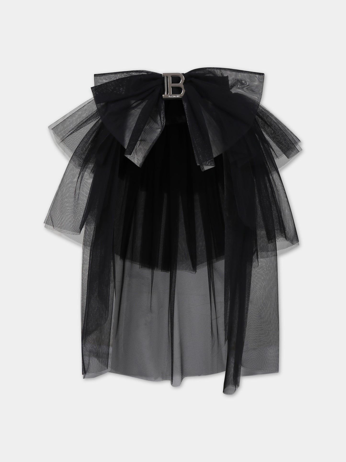 Cintura nera per bambina con fibbia e logo,Balmain Kids,BU0A51 T0002 930