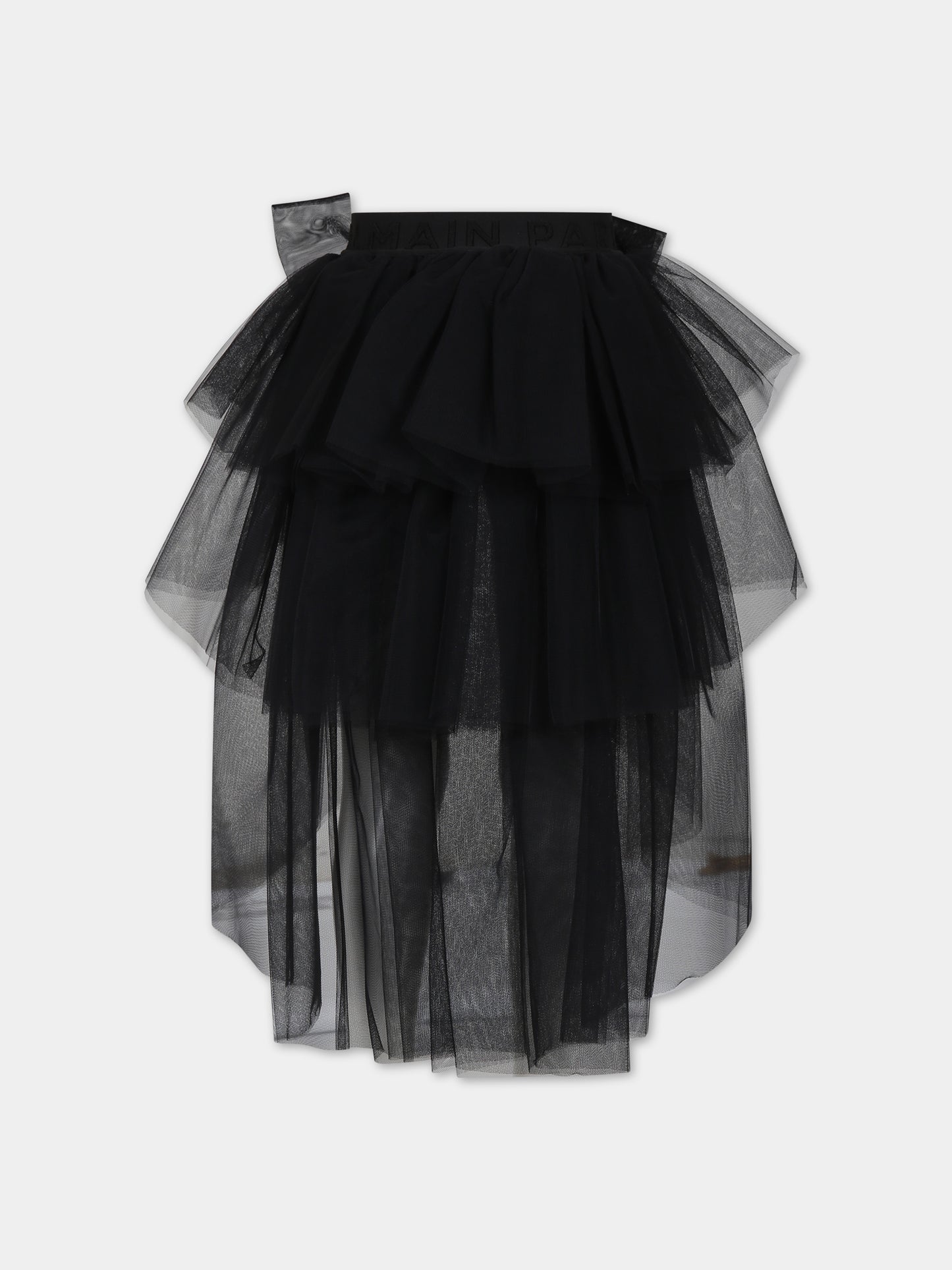 Cintura nera per bambina con fibbia e logo,Balmain Kids,BU0A51 T0002 930