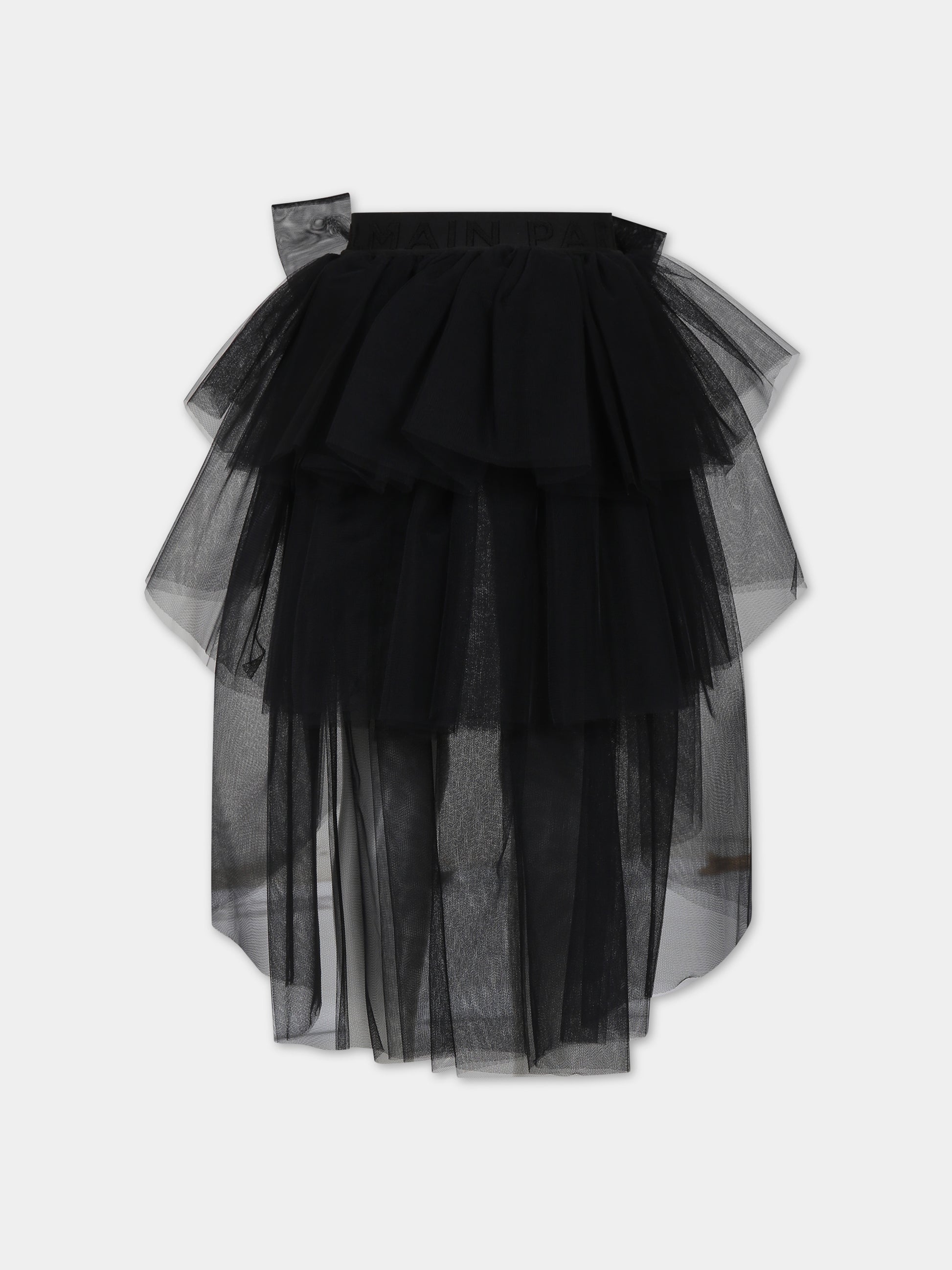 Cintura nera per bambina con fibbia e logo,Balmain Kids,BU0A51 T0002 930