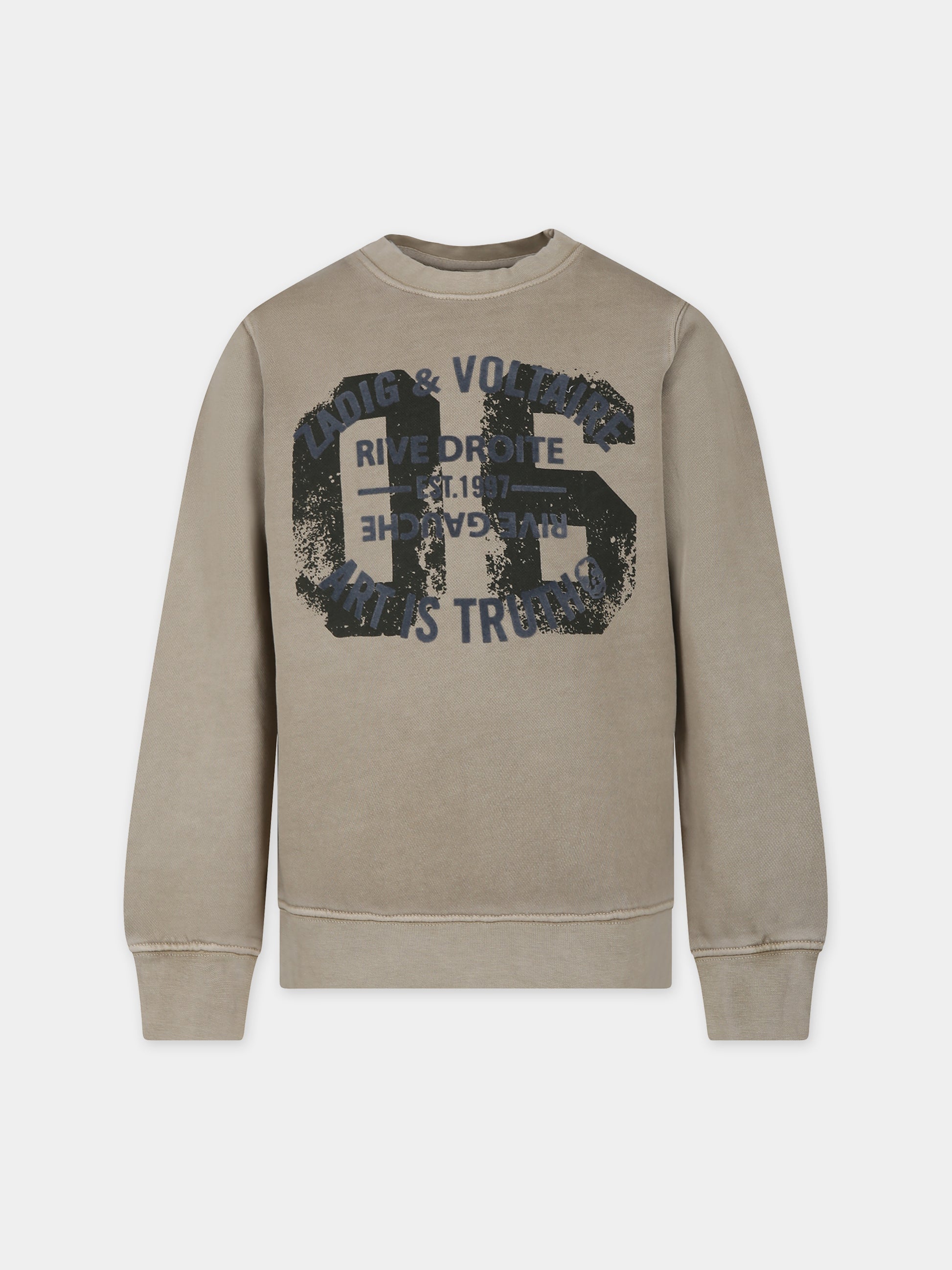 Felpa verde per bambino con logo,Zadig & Voltaire Kids,X60078 210