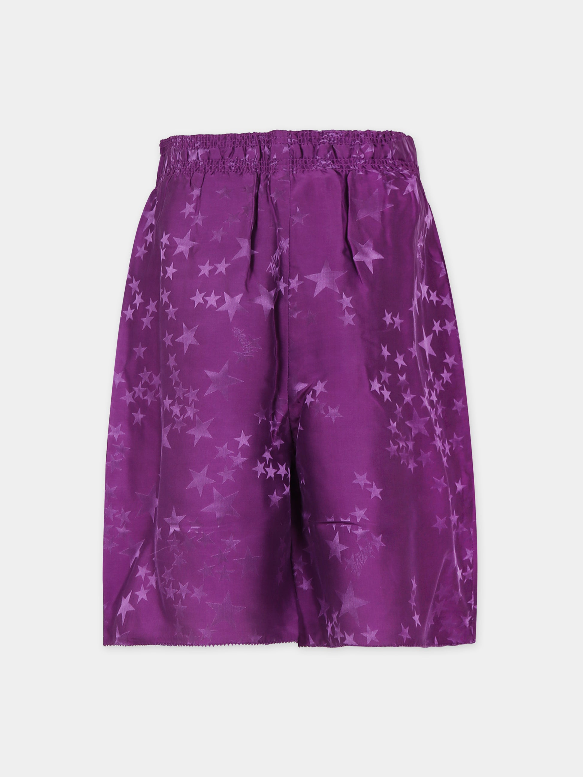 Shorts viola per bambina con stelle all-over,Zadig & Voltaire Kids,X60023 91E