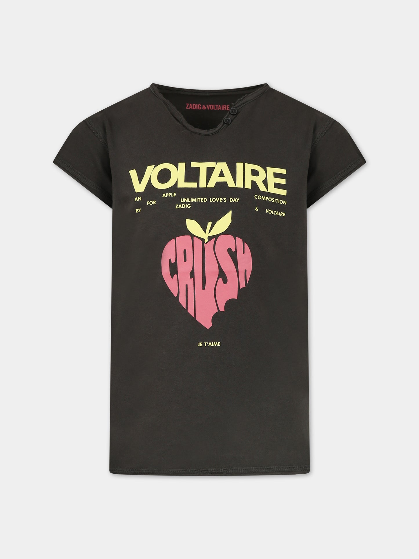 T-shirt verde per bambina con logo,Zadig & Voltaire Kids,X60038 658