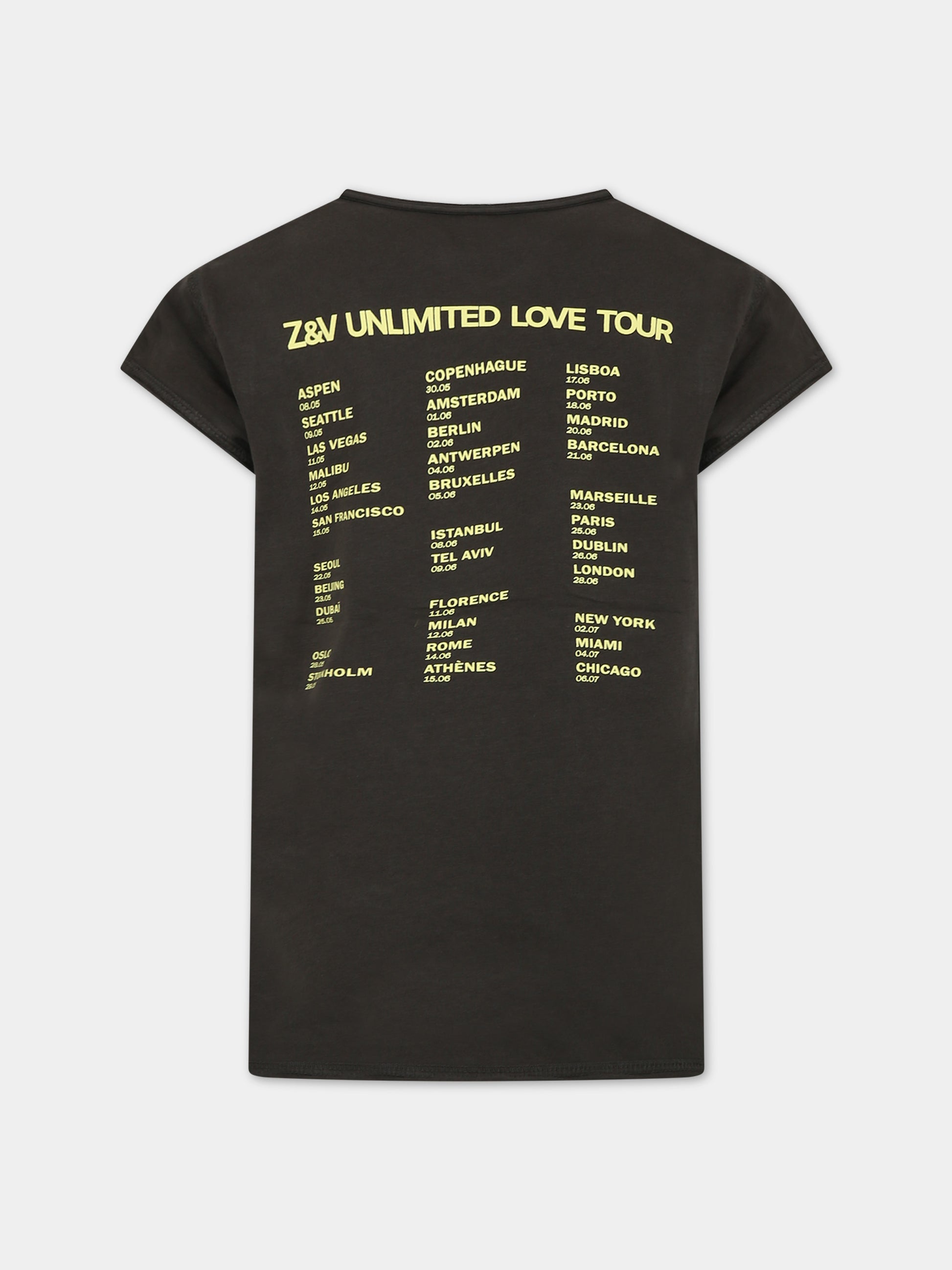 T-shirt verde per bambina con logo,Zadig & Voltaire Kids,X60038 658