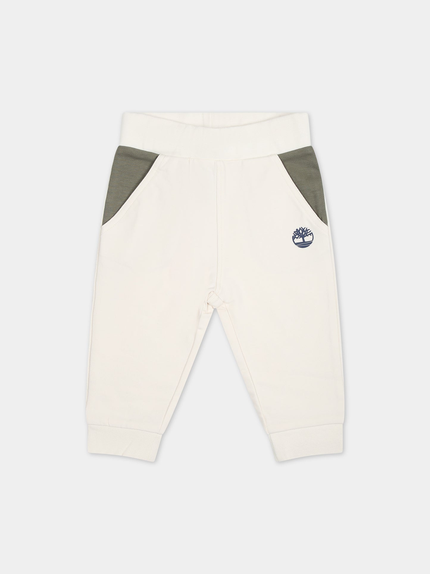 Pantaloni avorio per neonato con logo,Timberland,T60177 127
