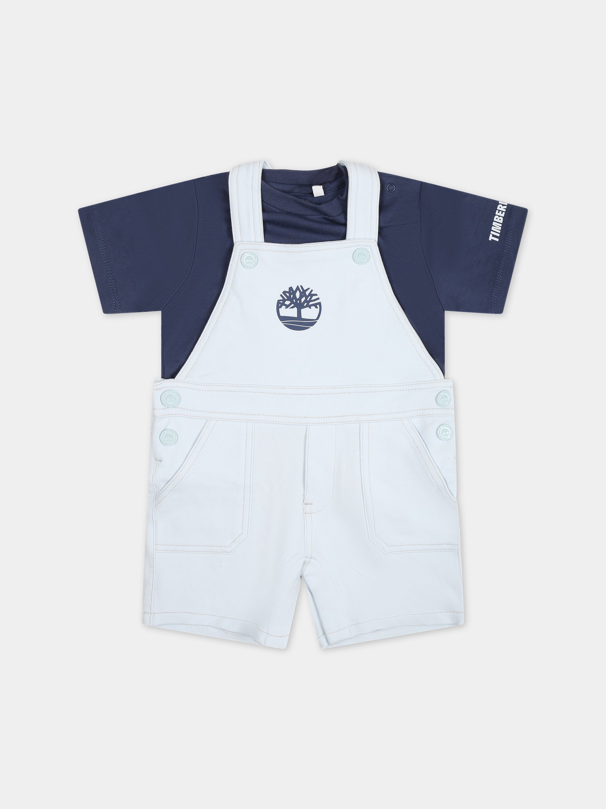 Salopette blu per neonato con logo,Timberland,T60179 77X