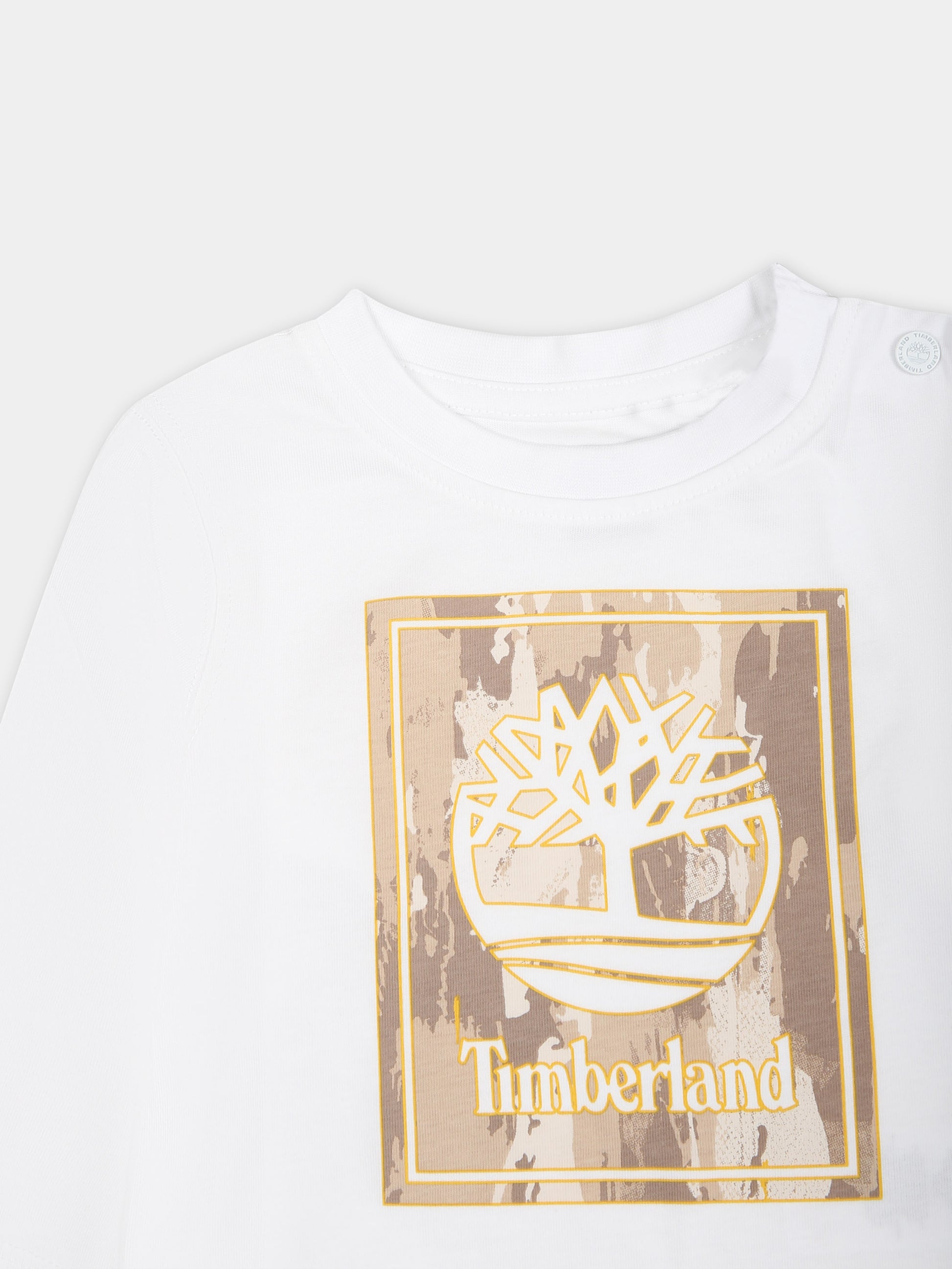 T-shirt bianca per neonato con logo,Timberland,T60098 10P