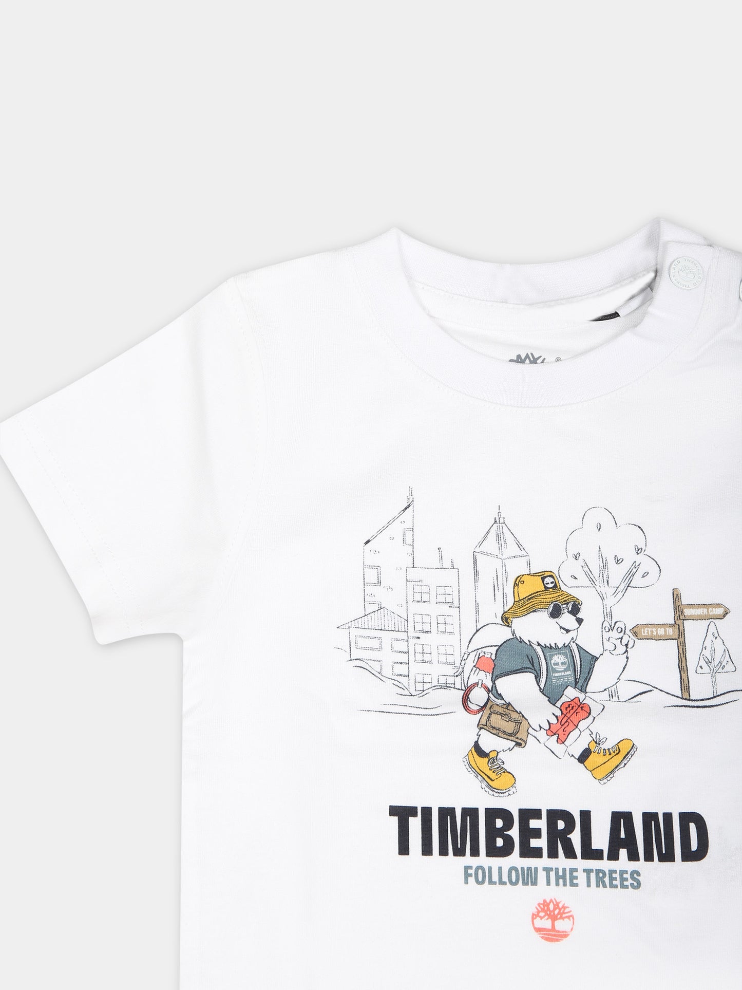 T-shirt bianca per neonato con stampa,Timberland,T60106 10P