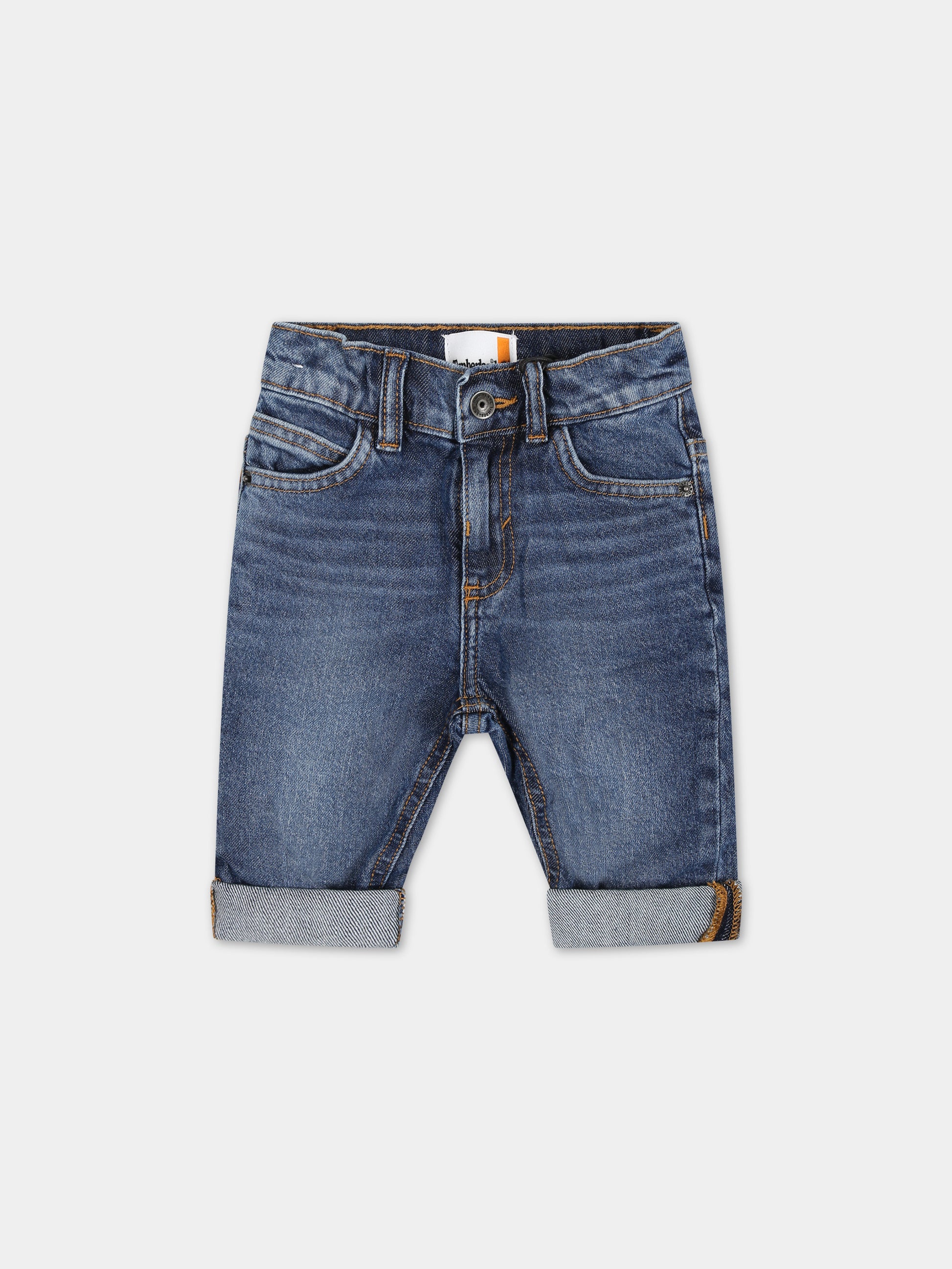 Jeans in denim per neonato con logo,Timberland,T60129 Z25
