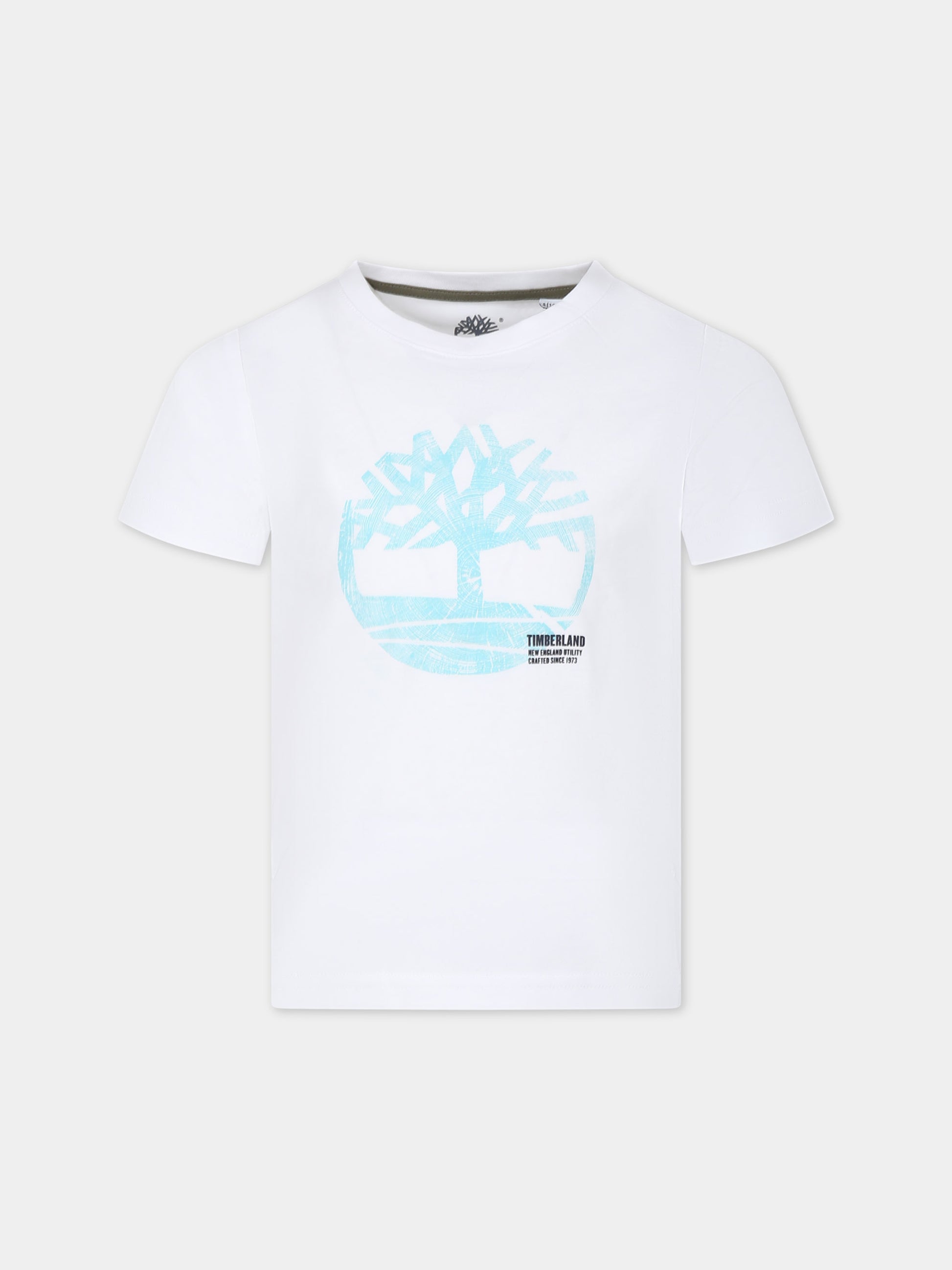 T-shirt bianca per bambino con logo,Timberland,T60087 10P