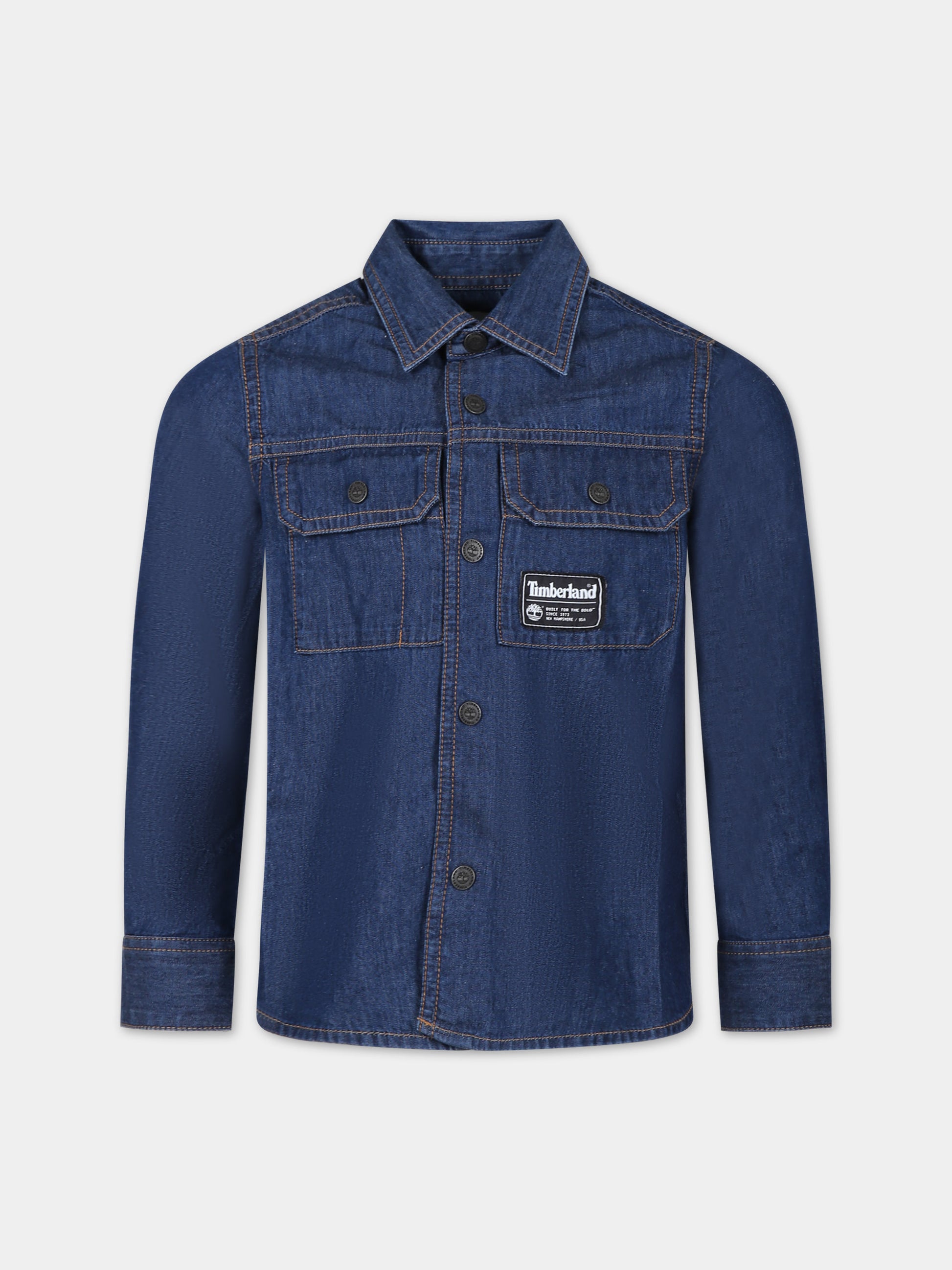 Camicia in denim per bambino con logo,Timberland,T60045 Z25