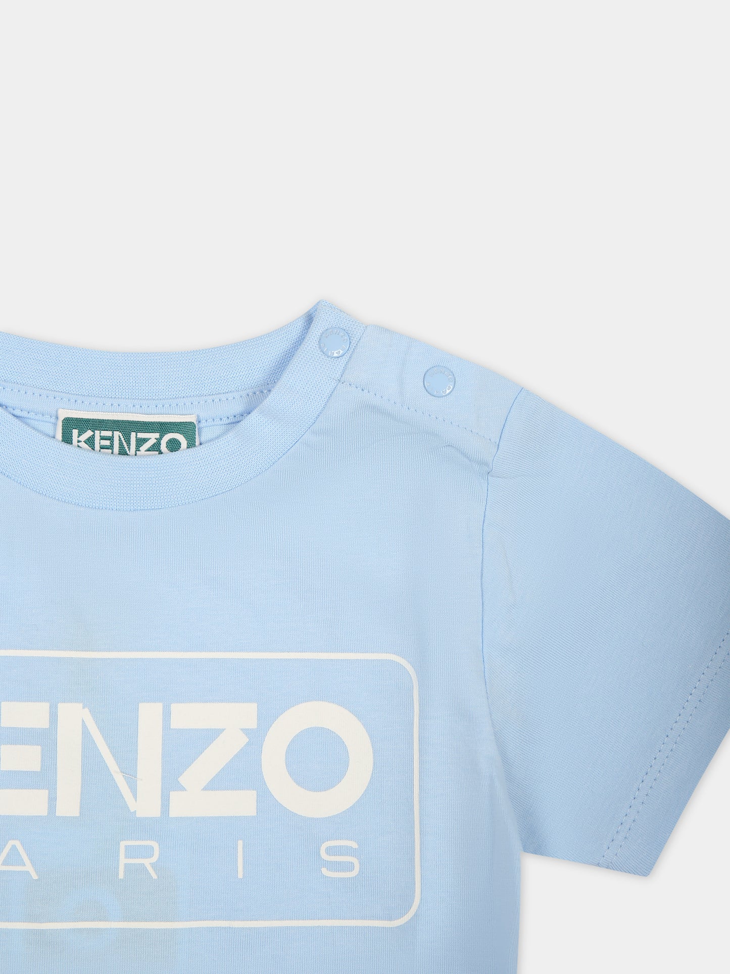 T-shirt celeste per neonato con logo,Kenzo Kids,K60161 79H