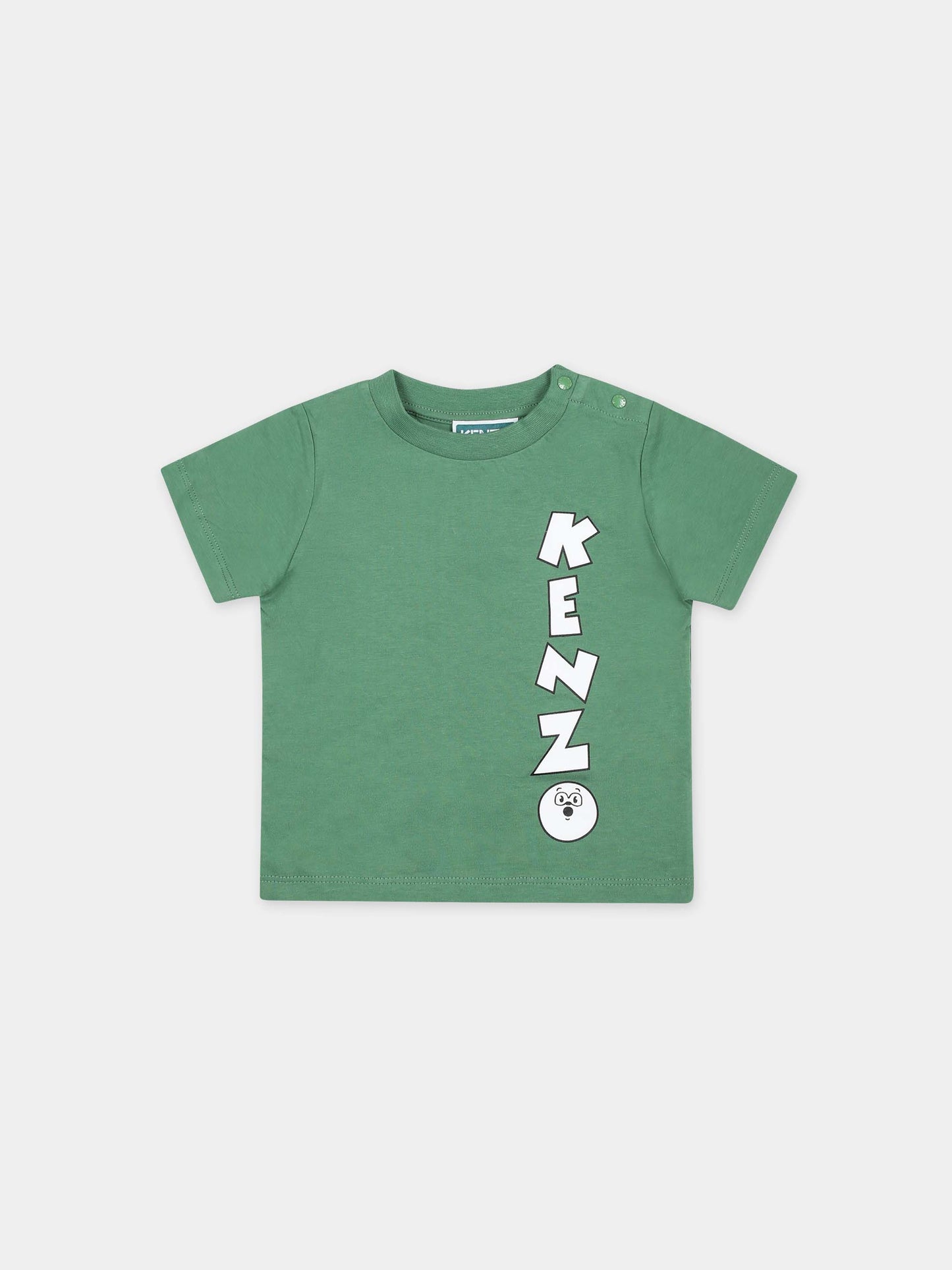 T-shirt verde per neonato con logo,Kenzo Kids,K60166 66F