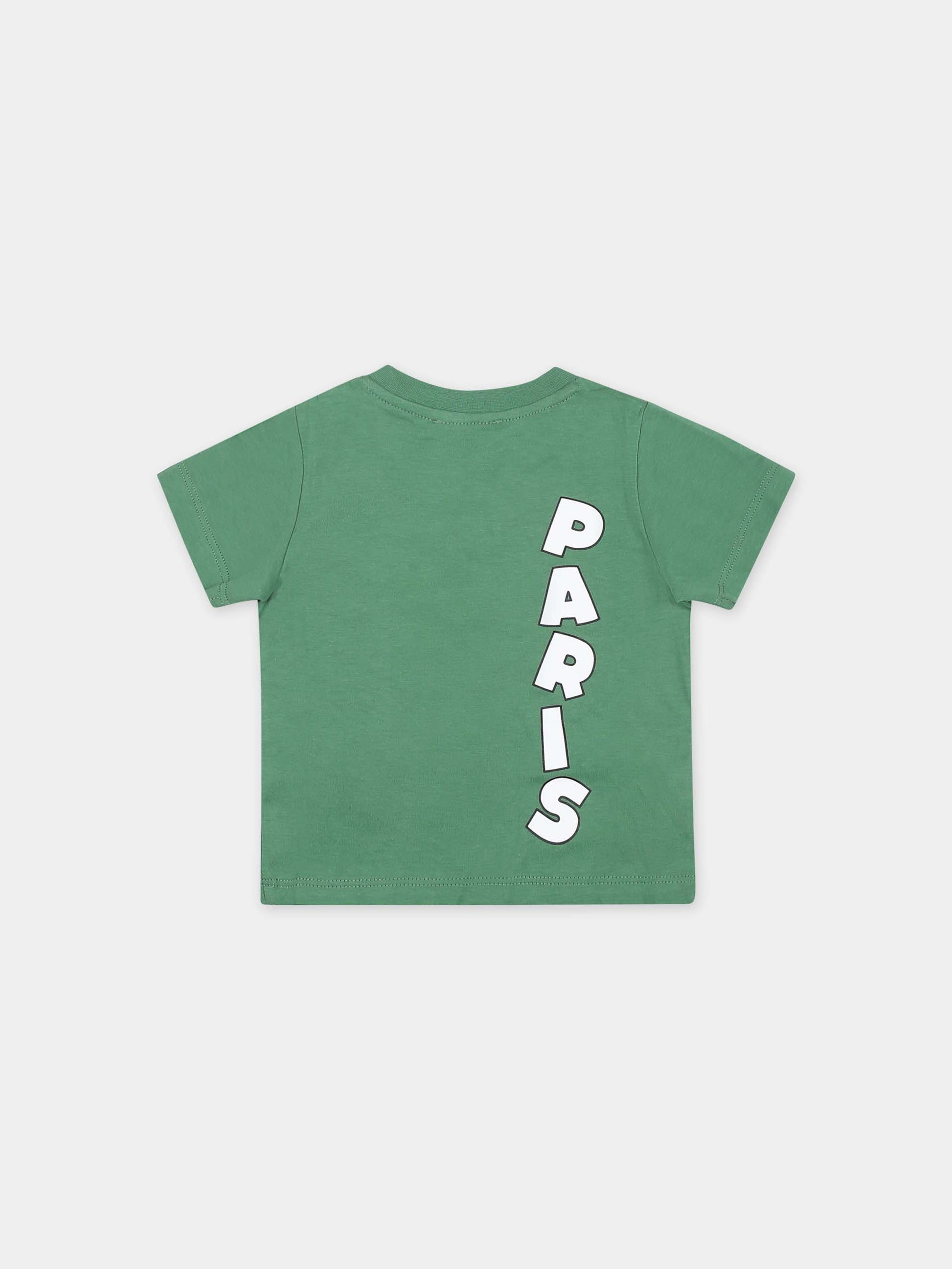 T-shirt verde per neonato con logo,Kenzo Kids,K60166 66F