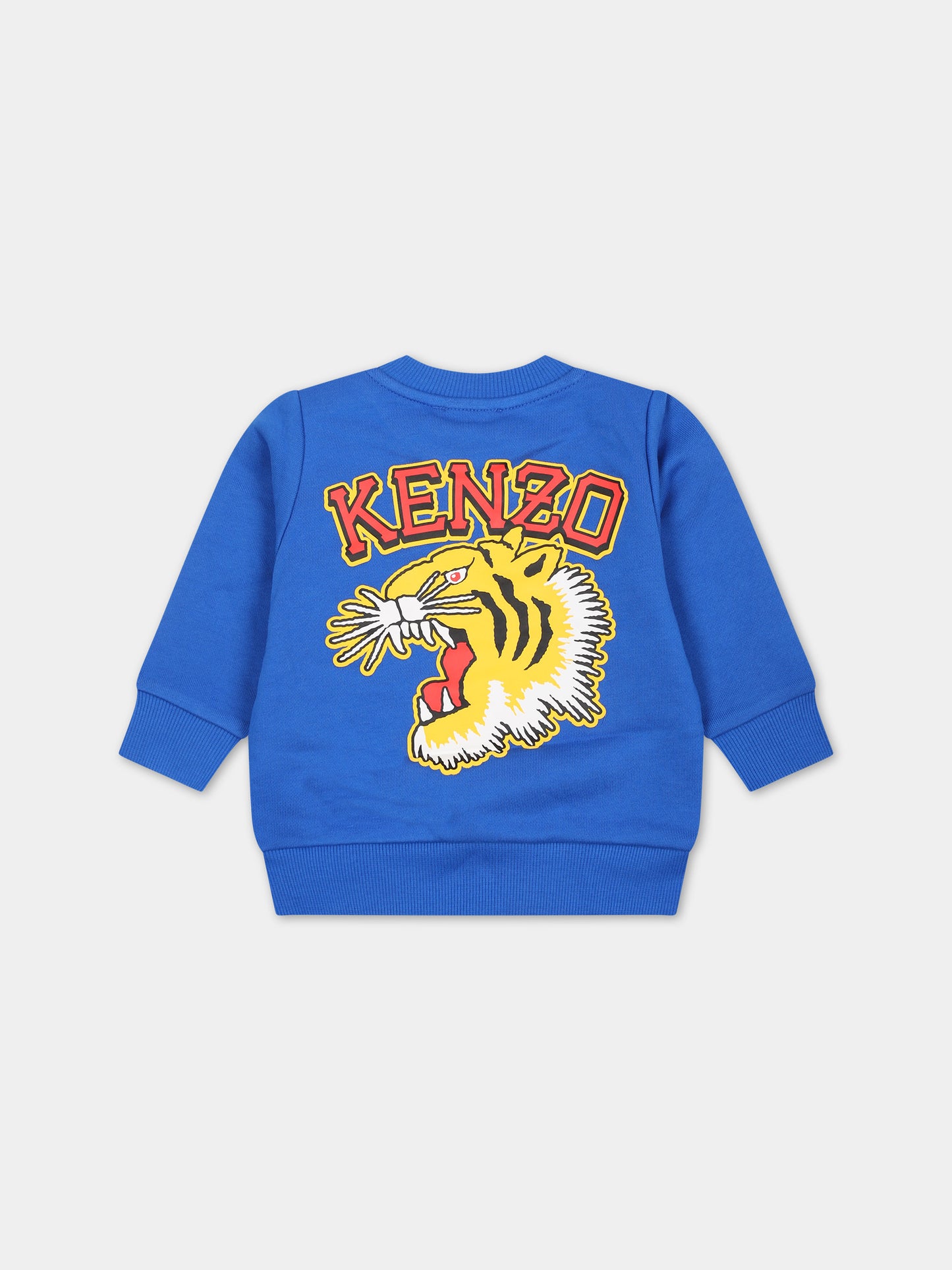 Felpa azzurra per neonato con iconica tigre,Kenzo Kids,K60160 878