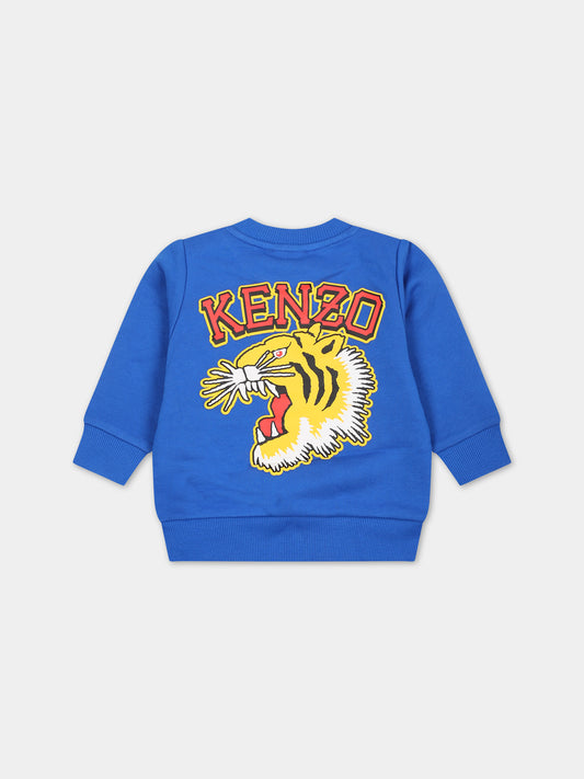 Felpa azzurra per neonato con iconica tigre,Kenzo Kids,K60160 878