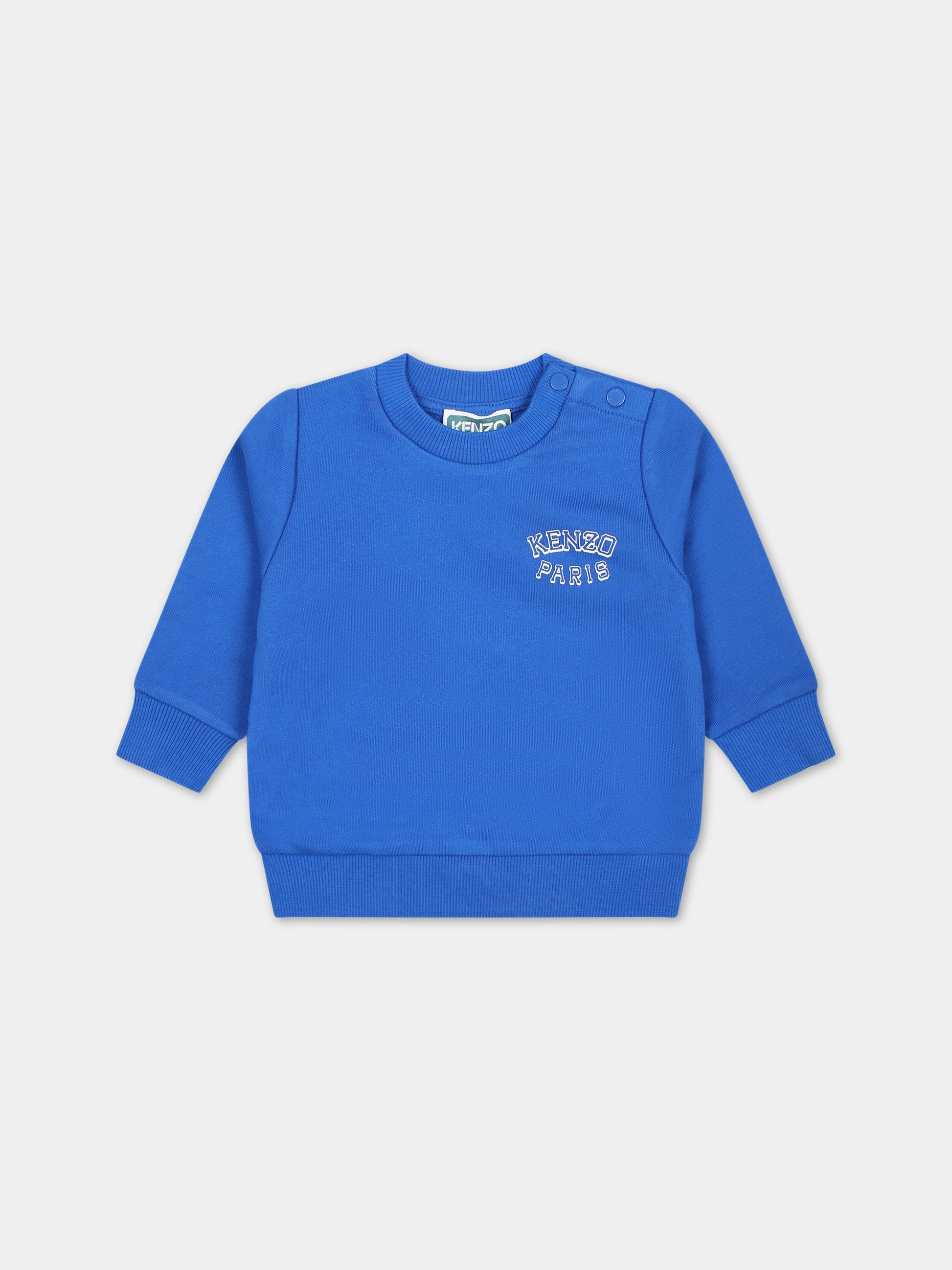 Felpa azzurra per neonato con iconica tigre,Kenzo Kids,K60160 878