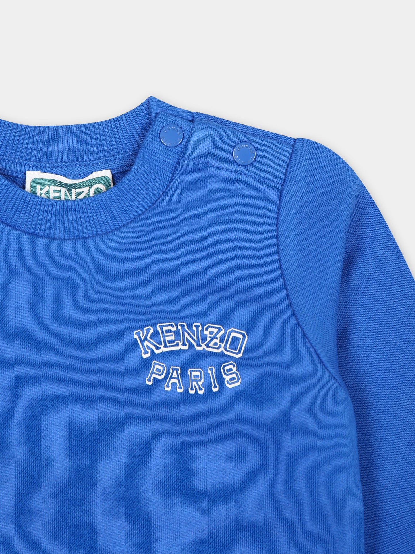Felpa azzurra per neonato con iconica tigre,Kenzo Kids,K60160 878