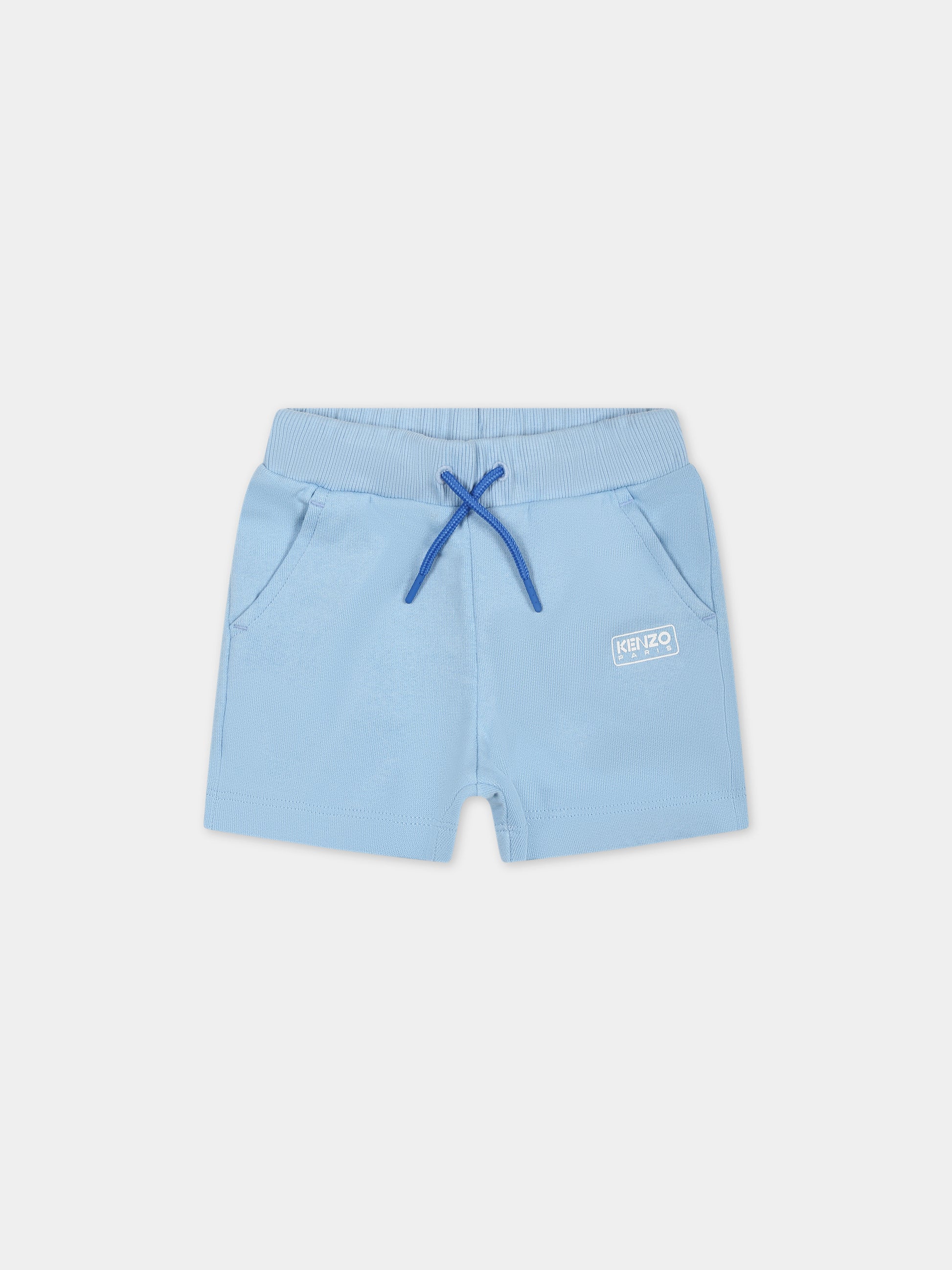 Shorts celeste per neonato con logo,Kenzo Kids,K60152 79H