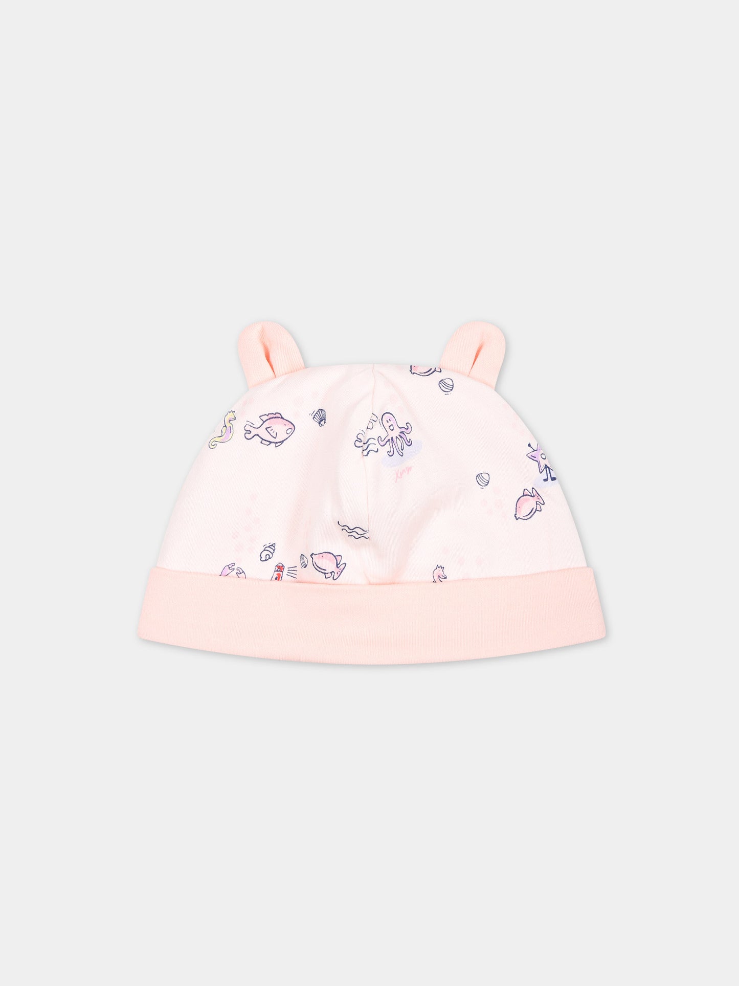 Set rosa per neonata con stampa marina,Kenzo Kids,K60047 47R