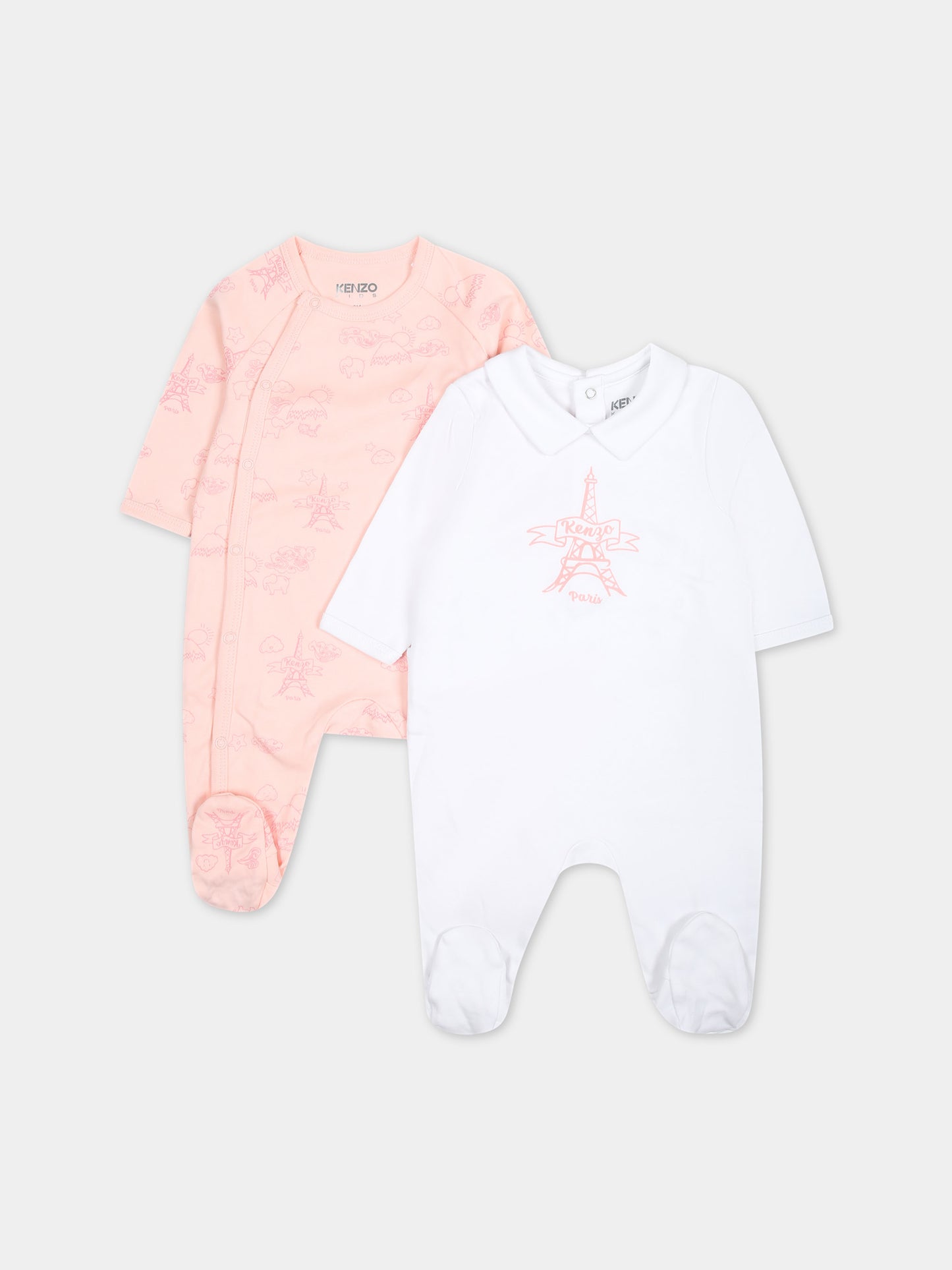 Set rosa per neonata con Tour Eiffel e logo,Kenzo Kids,K60074 46T