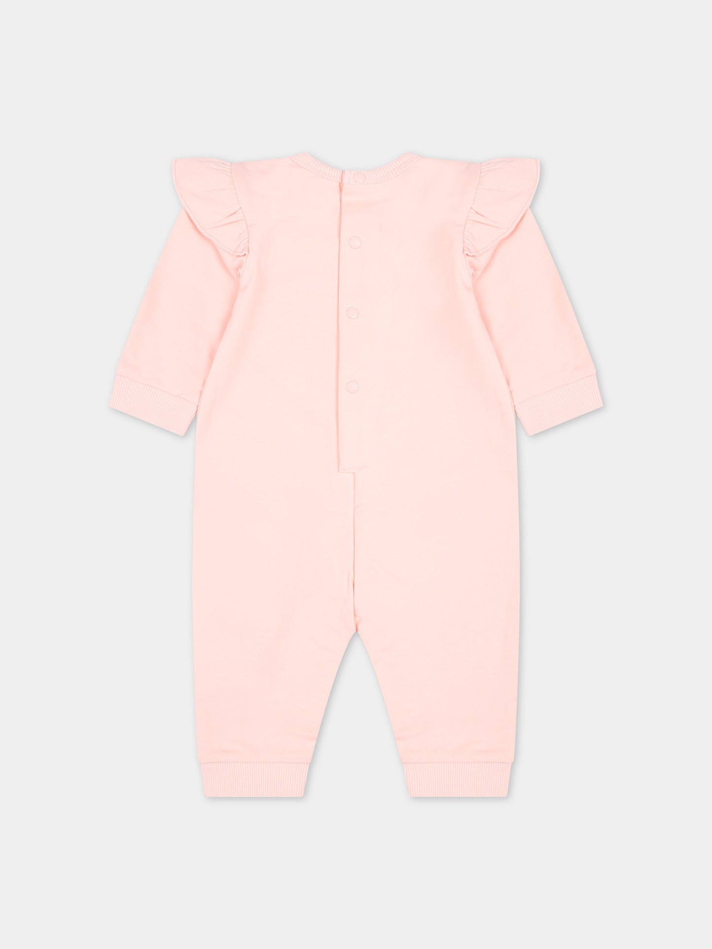 Tutina rosa per neonata con stampa e logo,Kenzo Kids,K60053 46T