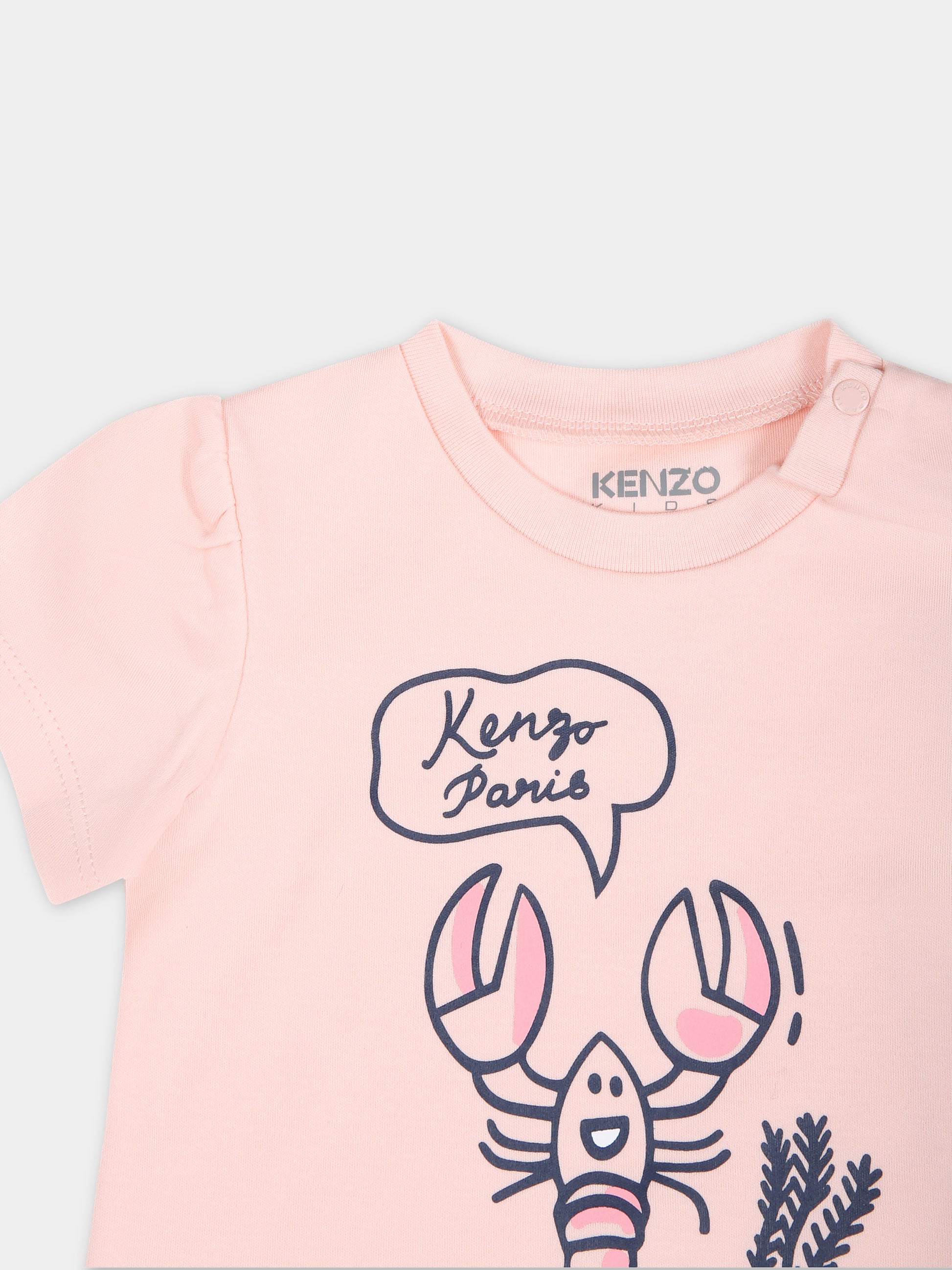 Completo sportivo rosa per neonata con stampa,Kenzo Kids,K60048 46T