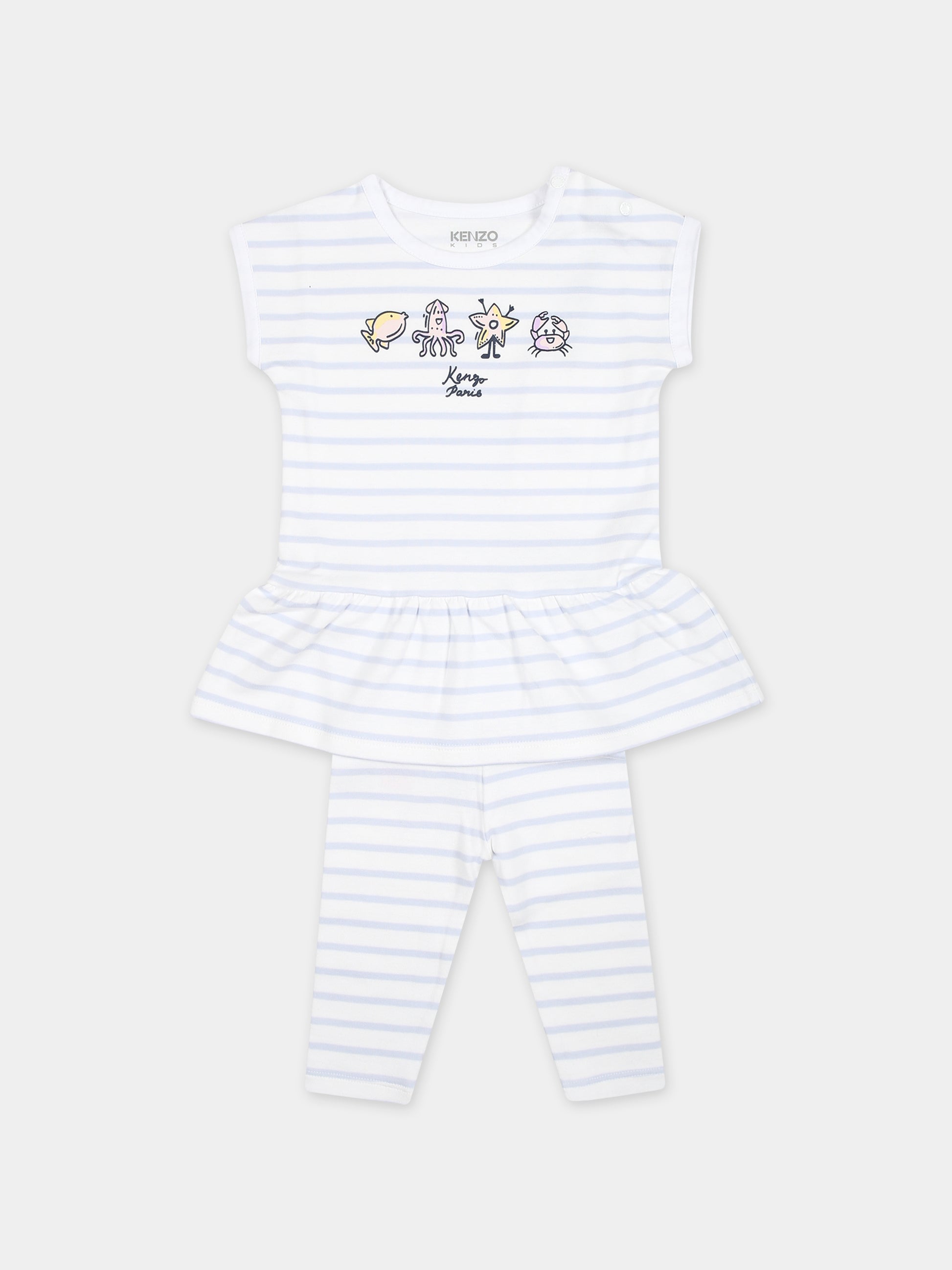 Completo sportivo bianco per neonata con animali marini,Kenzo Kids,K60052 10P