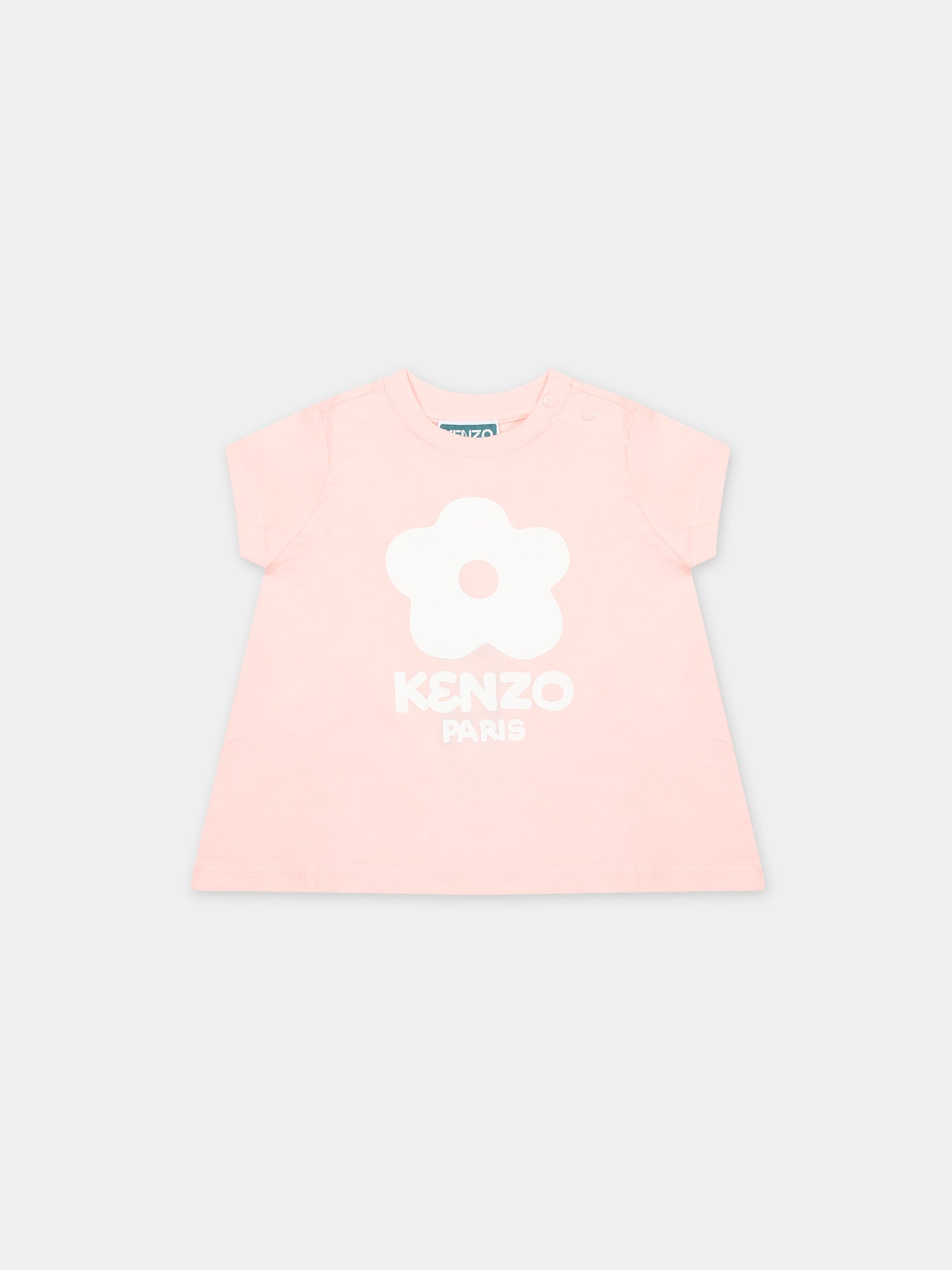 T-shirt rosa per neonata con Boke Flower,Kenzo Kids,K60126 46T