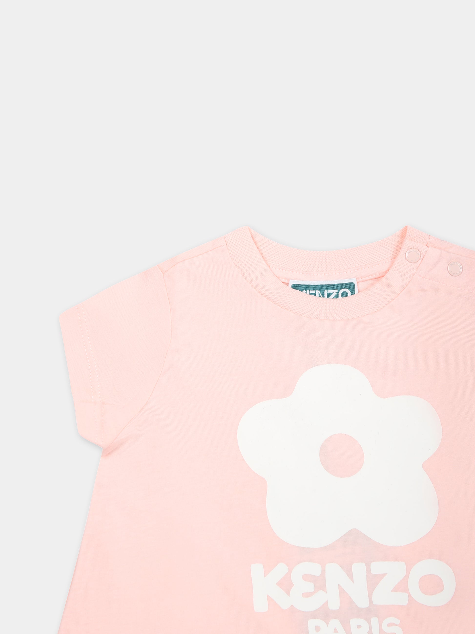 T-shirt rosa per neonata con Boke Flower,Kenzo Kids,K60126 46T