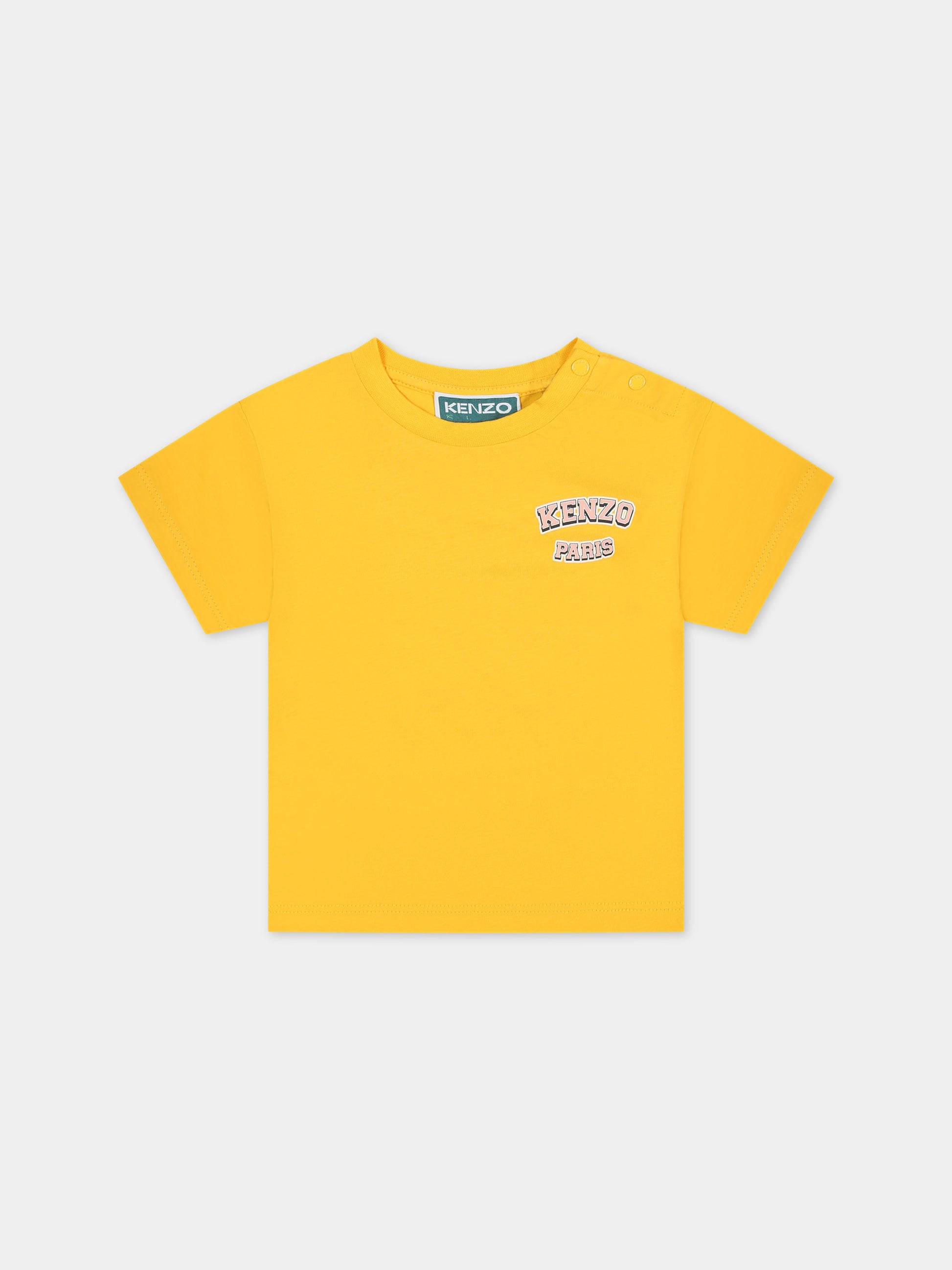 T-shirt gialla per neonata con logo,Kenzo Kids,K60131 536