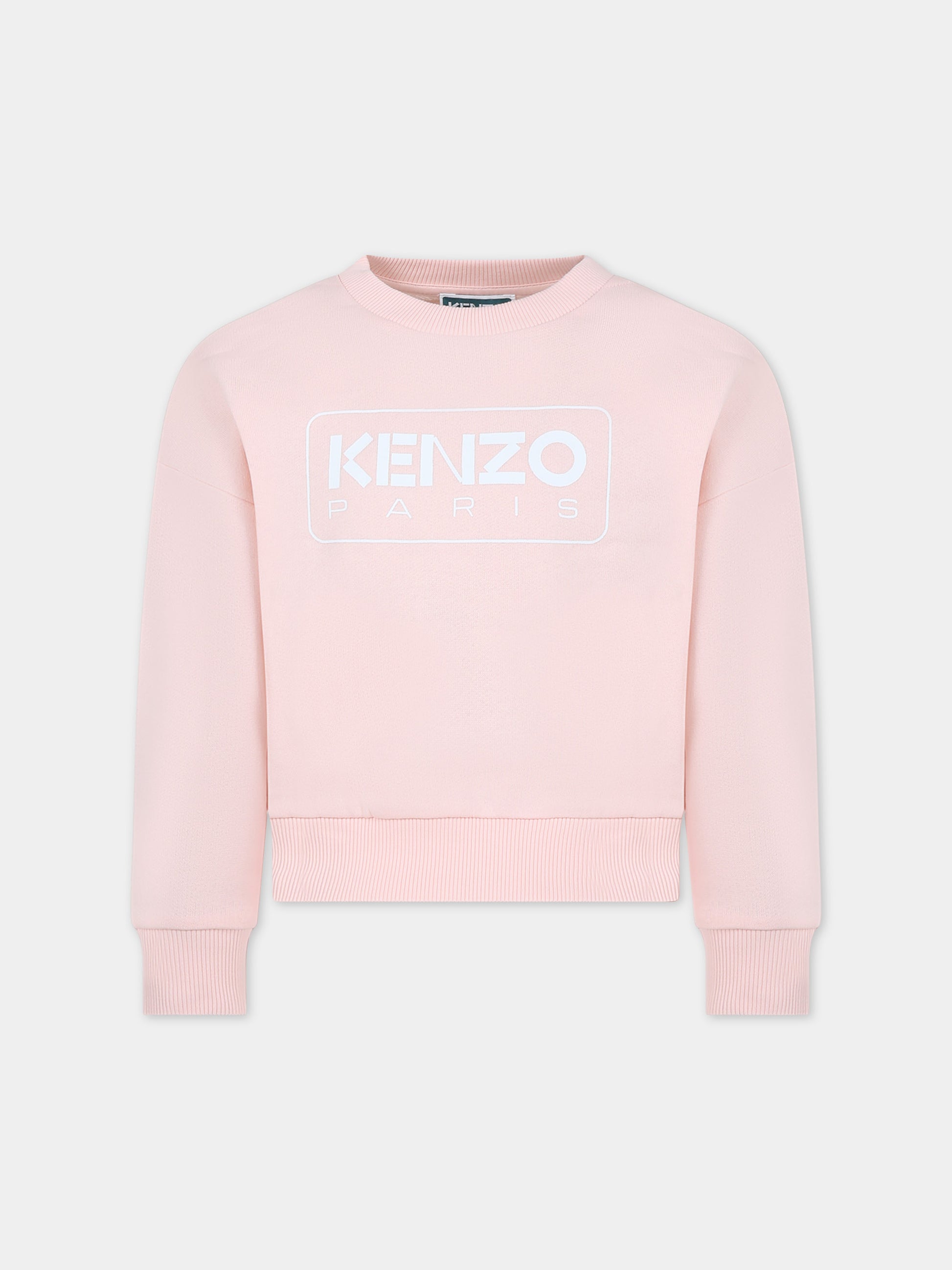Felpa rosa per bambina con logo,Kenzo Kids,K60238 46T