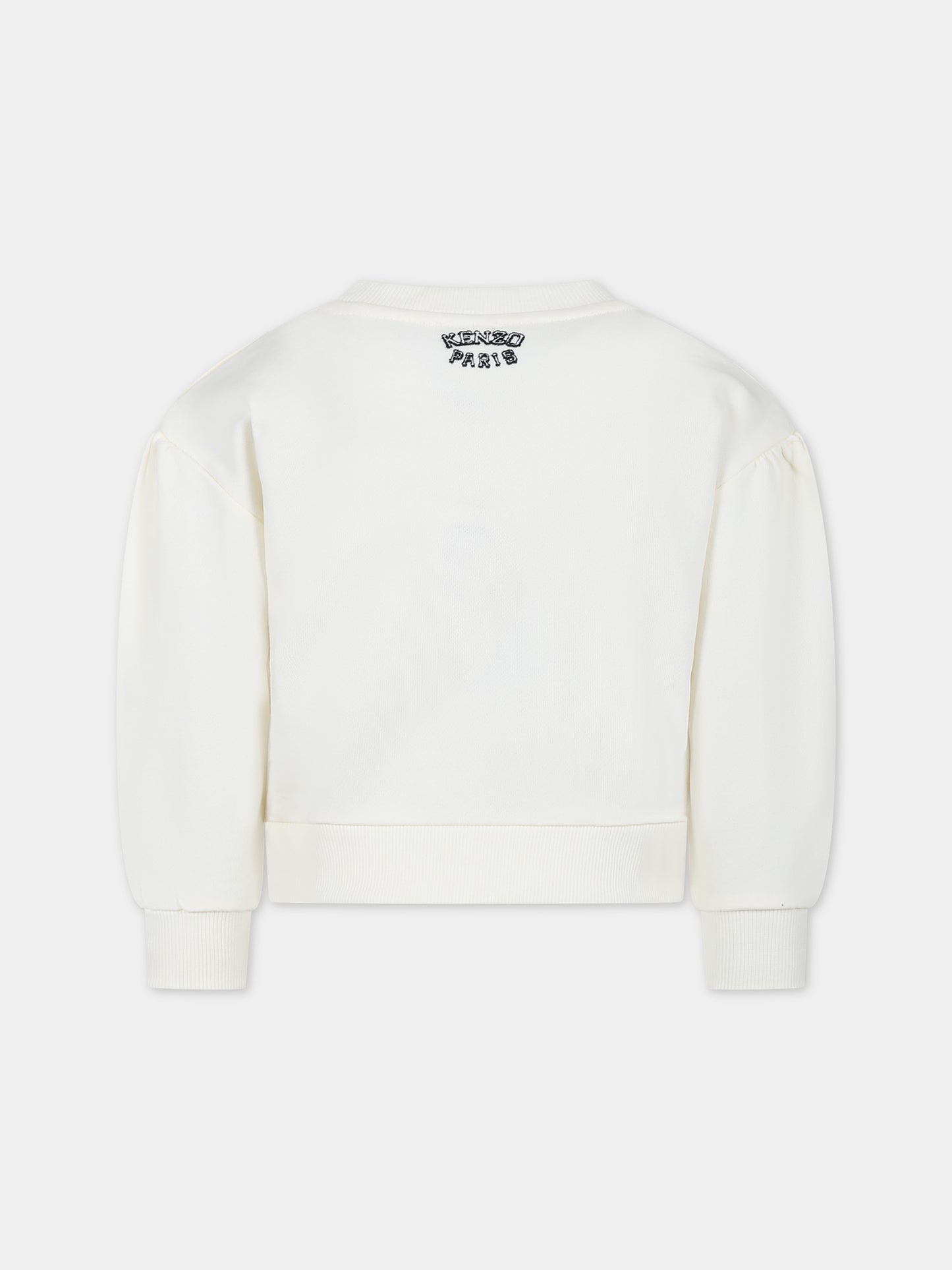Felpa avorio per bambina con iconica tigre e logo,Kenzo Kids,K60239 12P