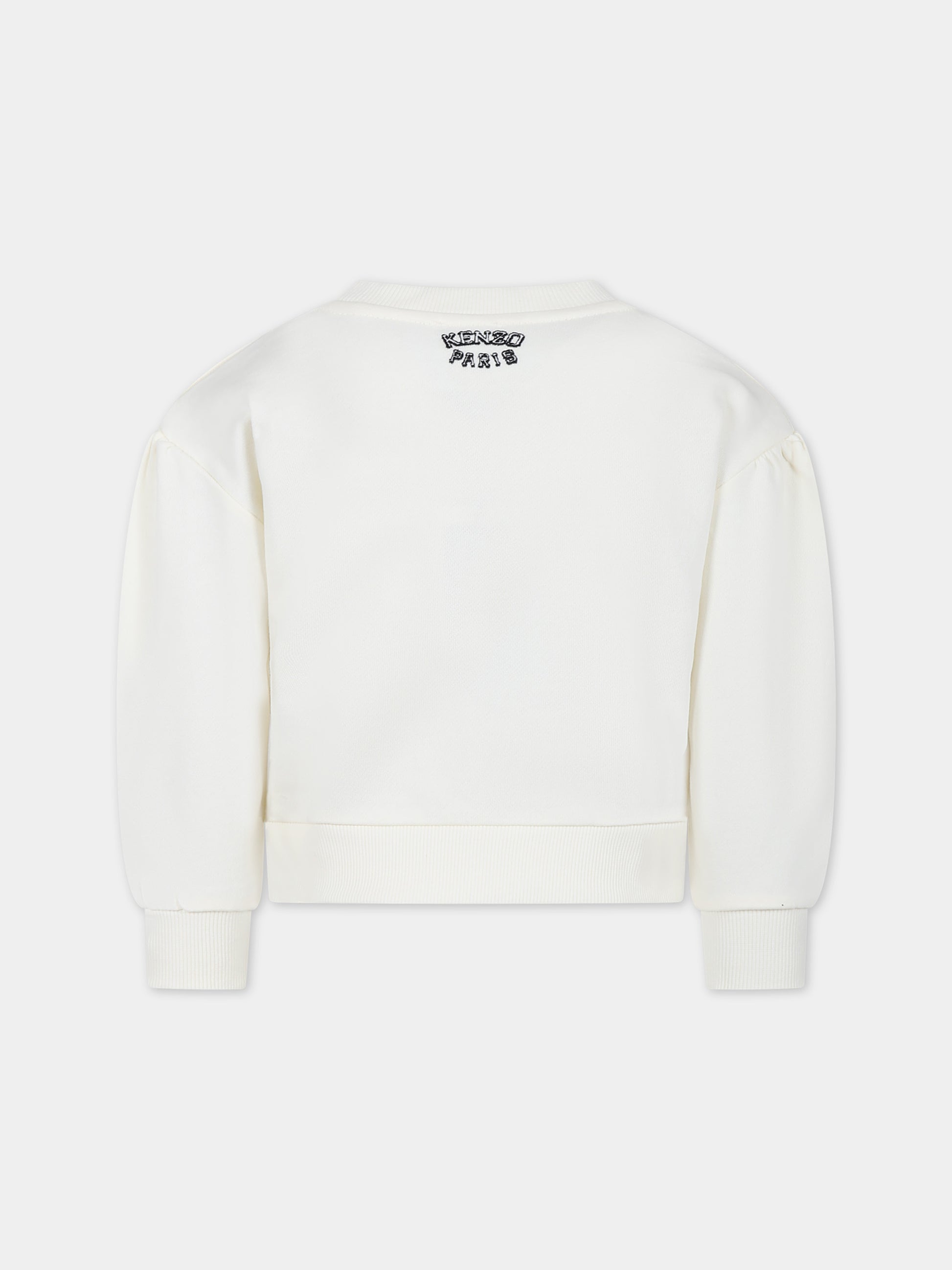 Felpa avorio per bambina con iconica tigre e logo,Kenzo Kids,K60239 12P