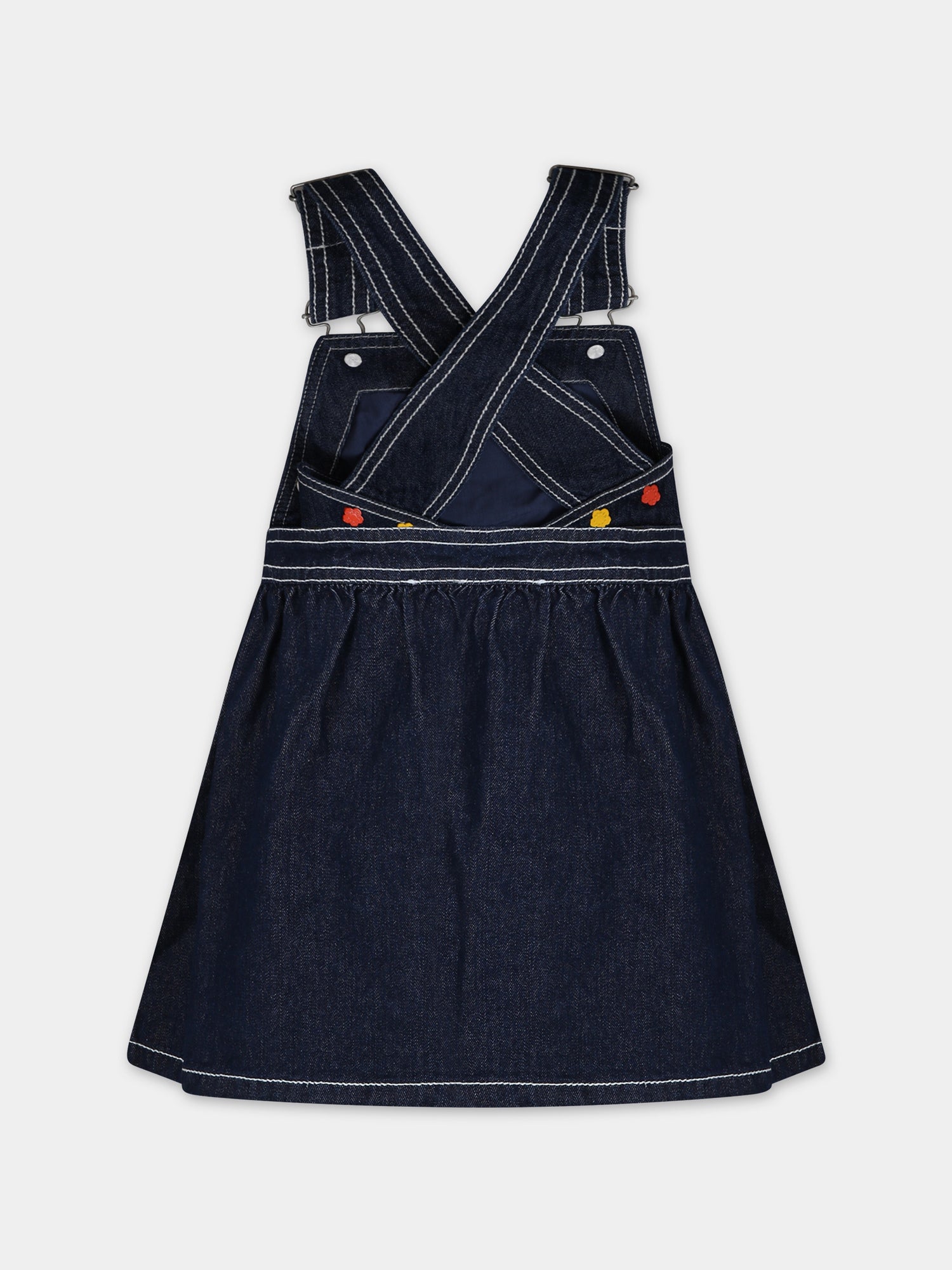 Salopette in denim per bambina con fiore,Kenzo Kids,K60226 Z35