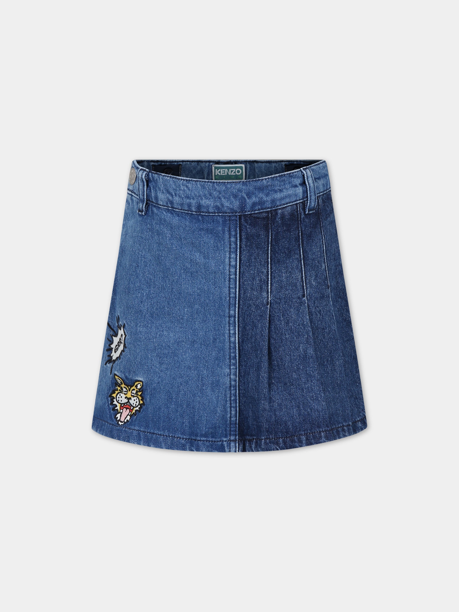 Shorts in denim per bambina con ricami multicolor,Kenzo Kids,K60235 Z04
