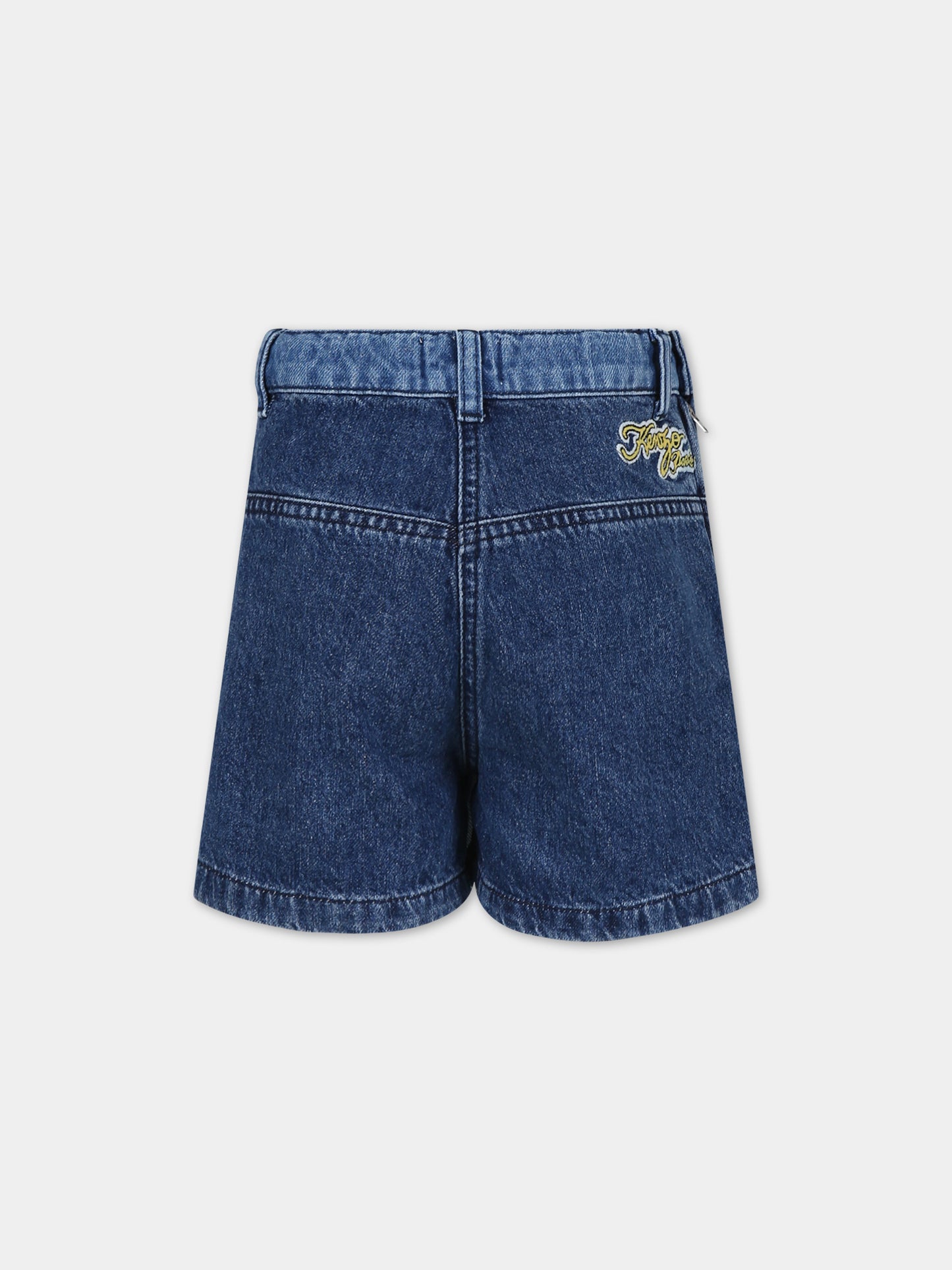 Shorts in denim per bambina con ricami multicolor,Kenzo Kids,K60235 Z04