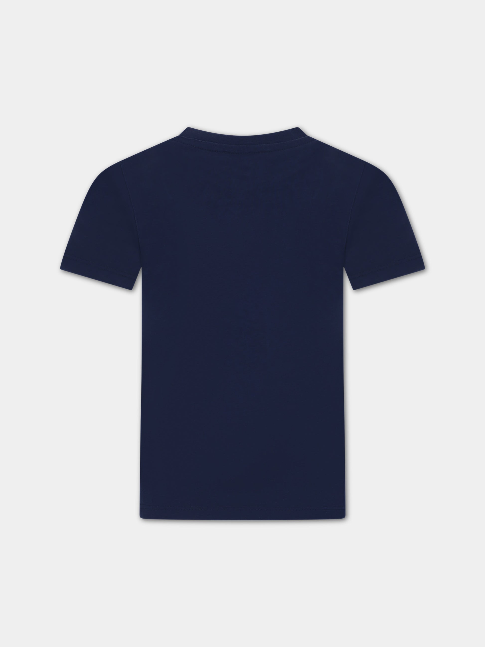 T-shirt blu per bambino con logo,Kenzo Kids,K60341 84A