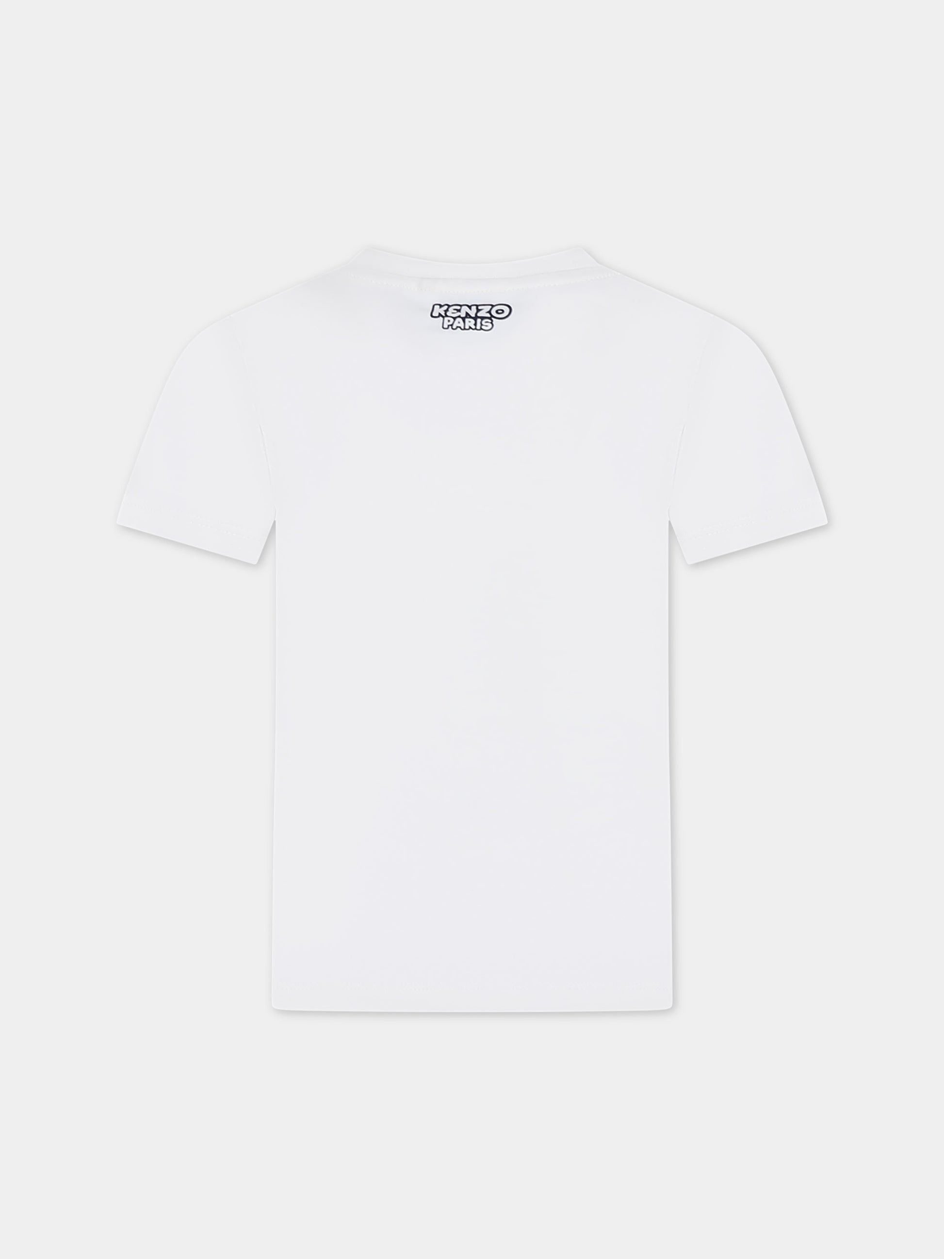 T-shirt bianca per bambino con stampa logo,Kenzo Kids,K60347 121