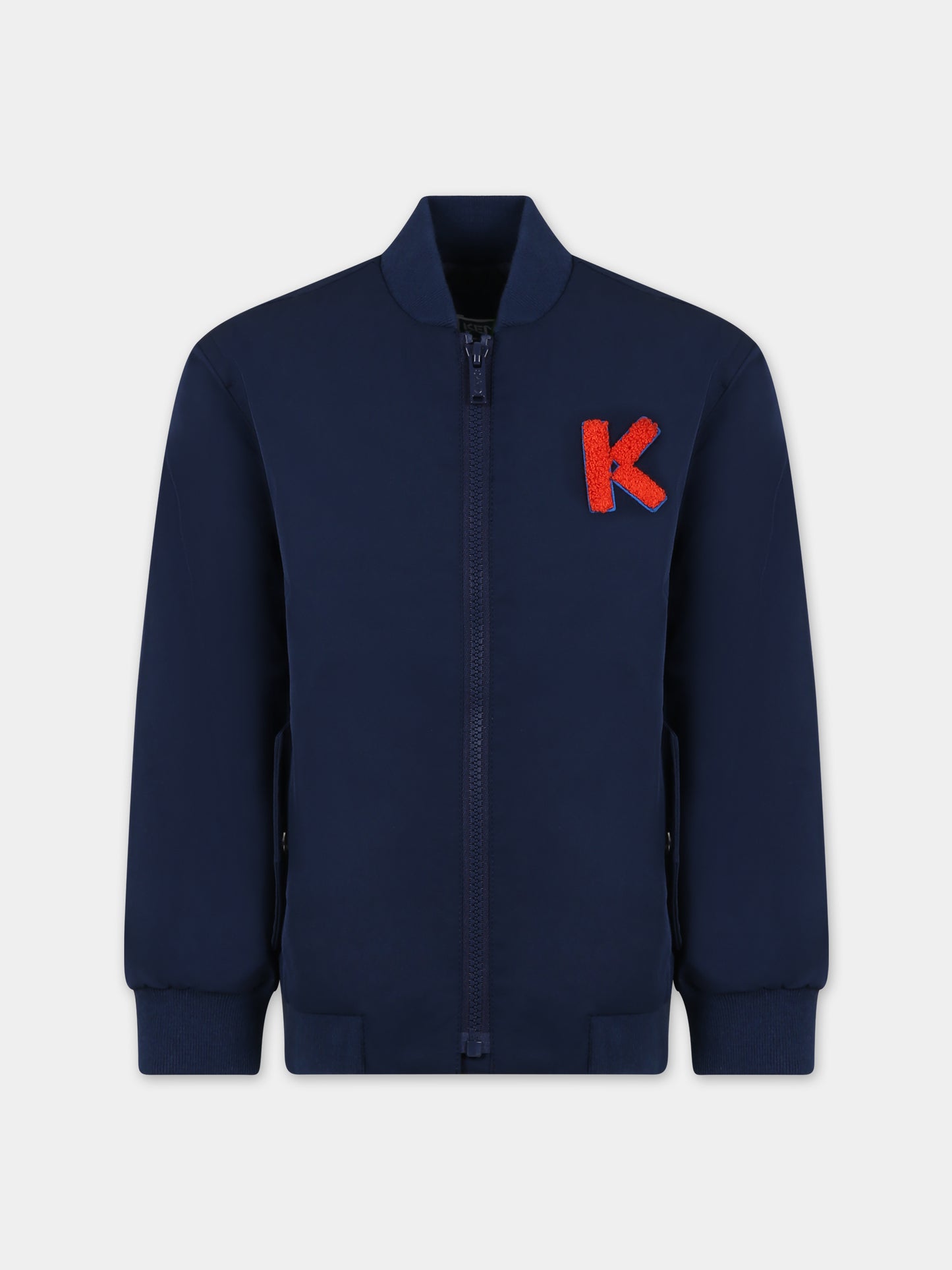 Giubbotto blu per bambino con logo,Kenzo Kids,K60288 84A