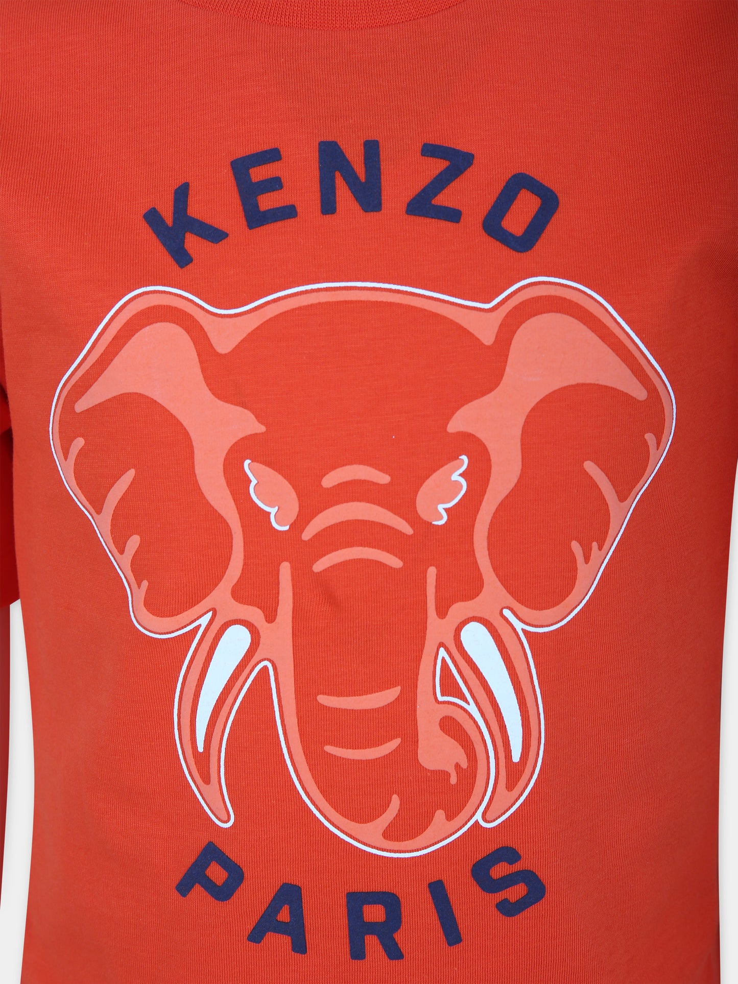 T-shirt arancione per bambino con elefante,Kenzo Kids,K60261 99A